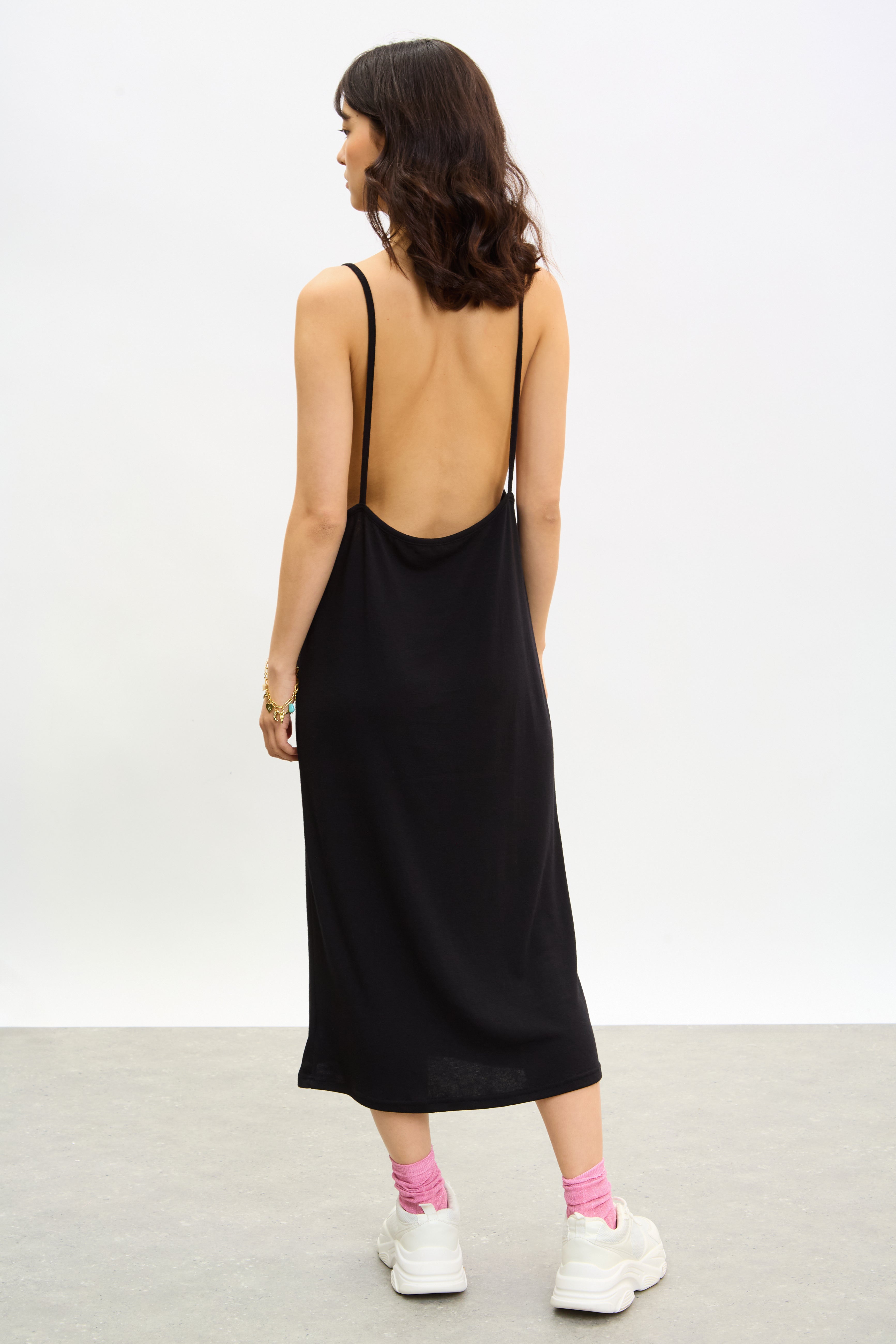 Black jersey low back dress_1