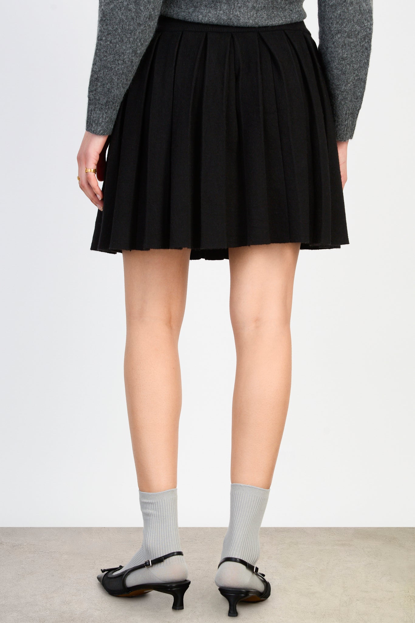 Black knit pleated mini skirt_2