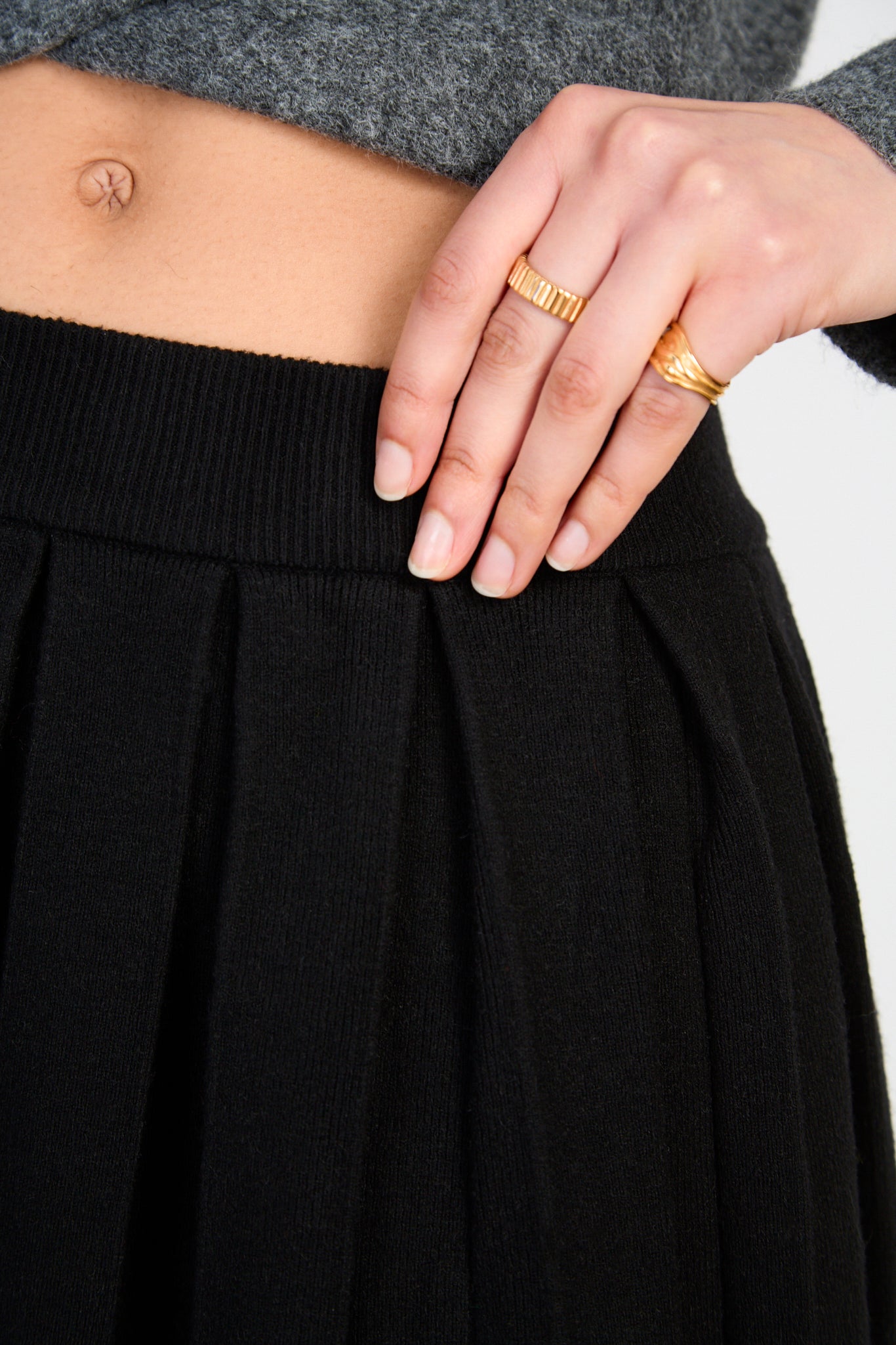 Black knit pleated mini skirt_3