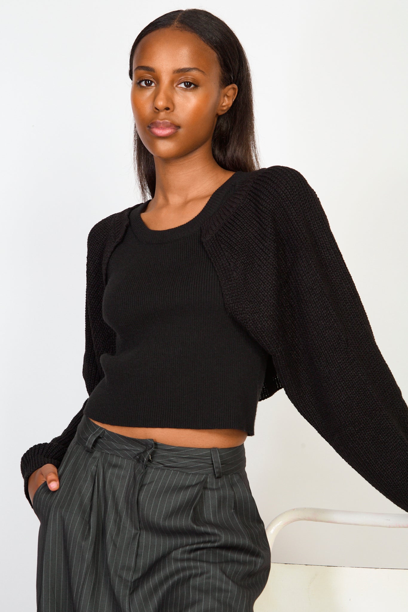 Black knit shrug_5