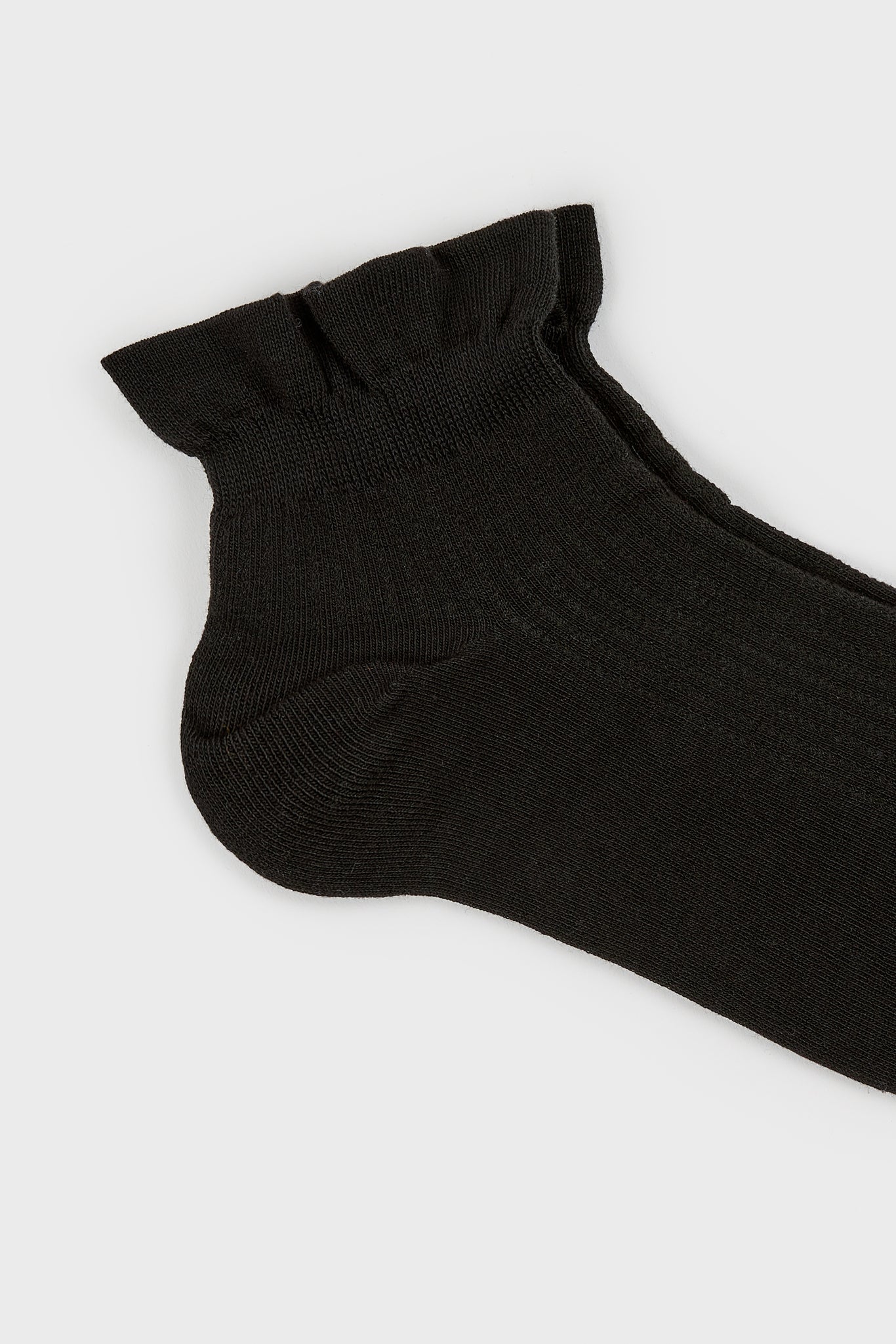 Black large ruffle trim ankle socks_2