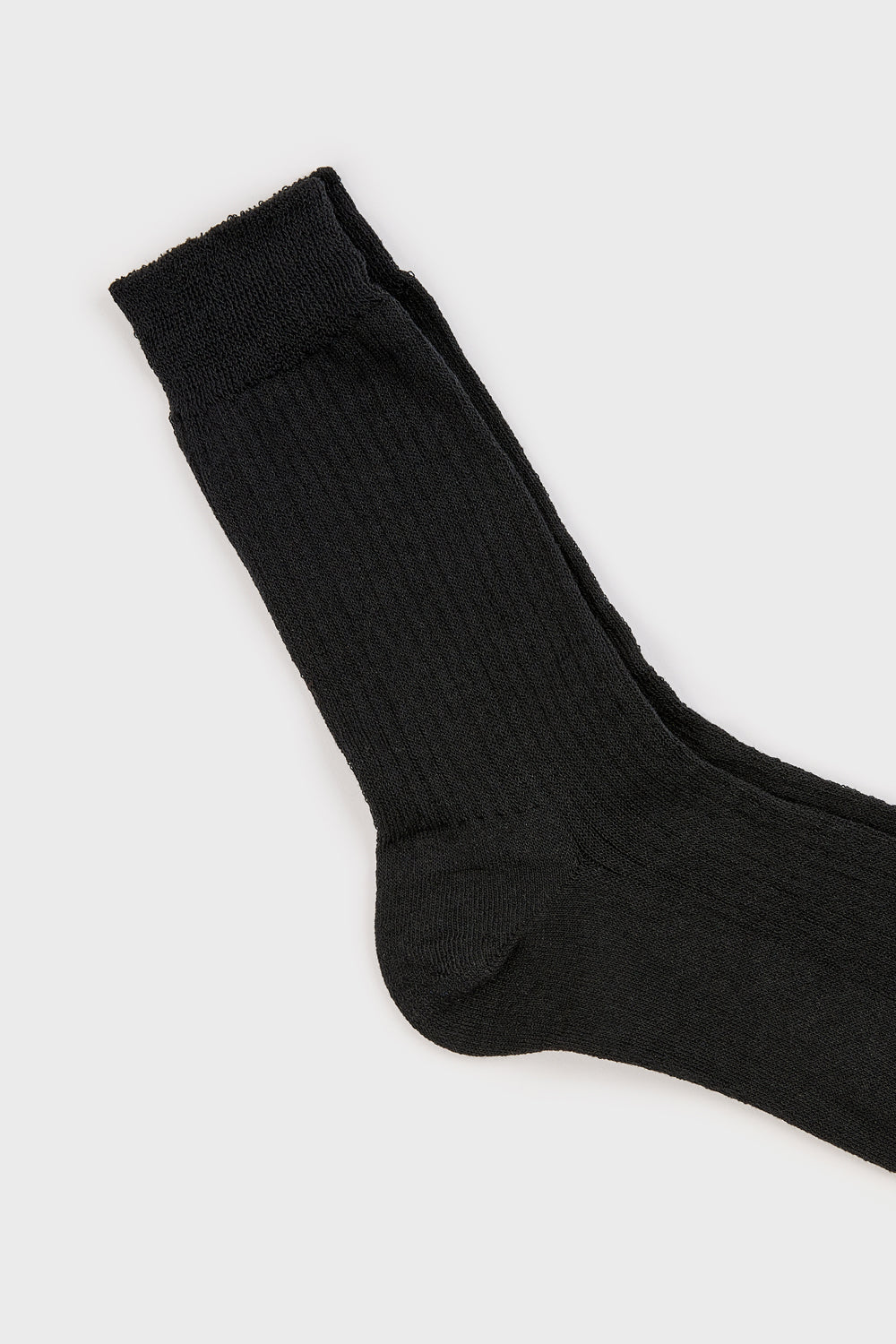 Black linen blend ribbed socks_2