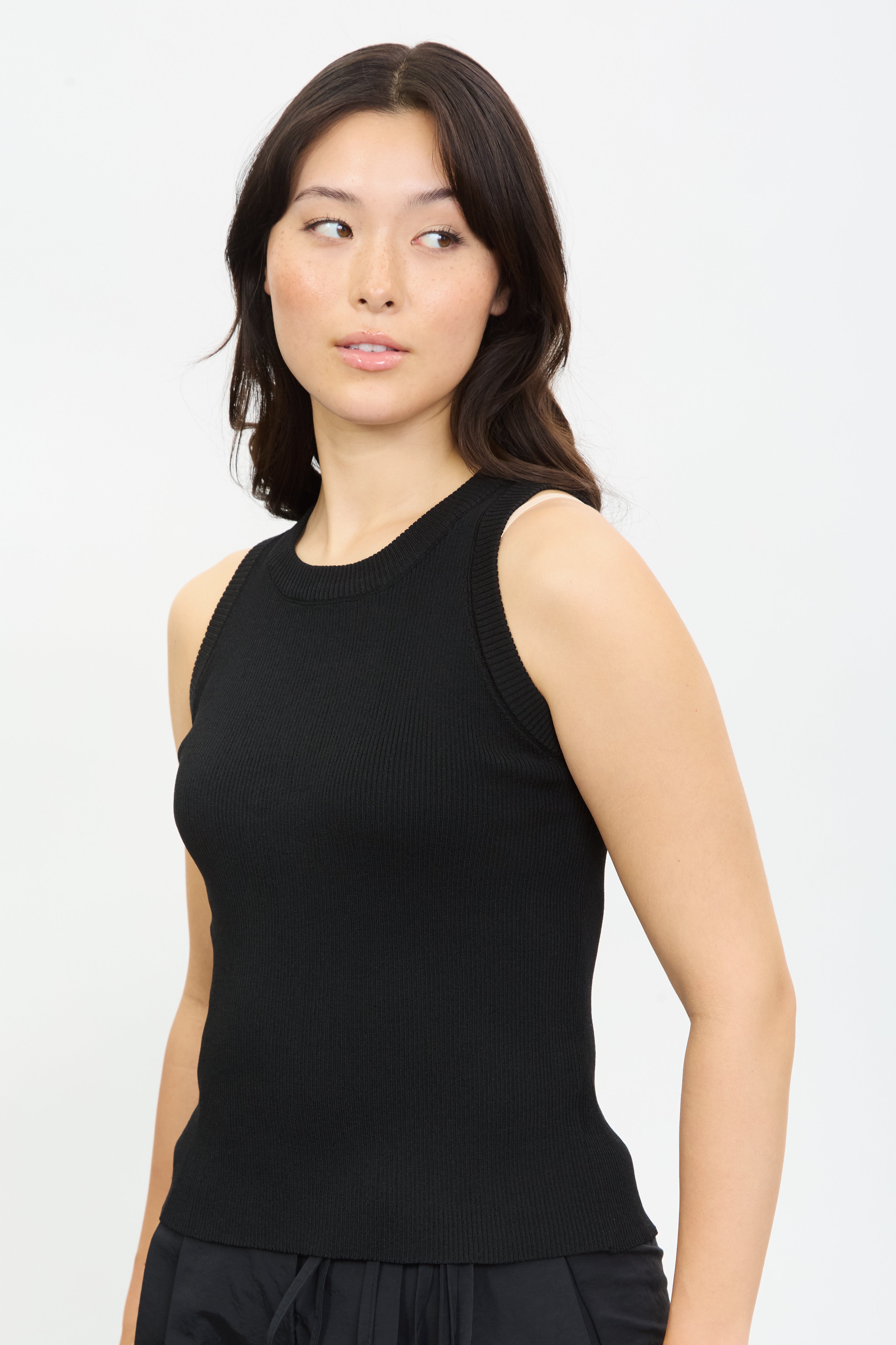 Black long knit tank_1