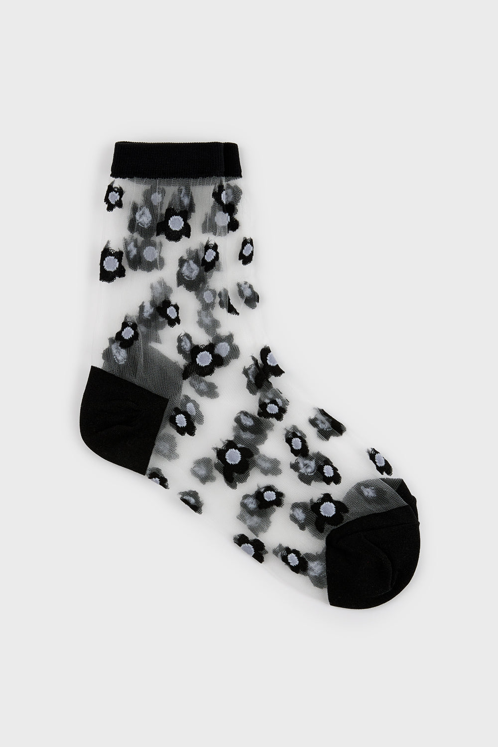 Black mixed flower sheer socks_3