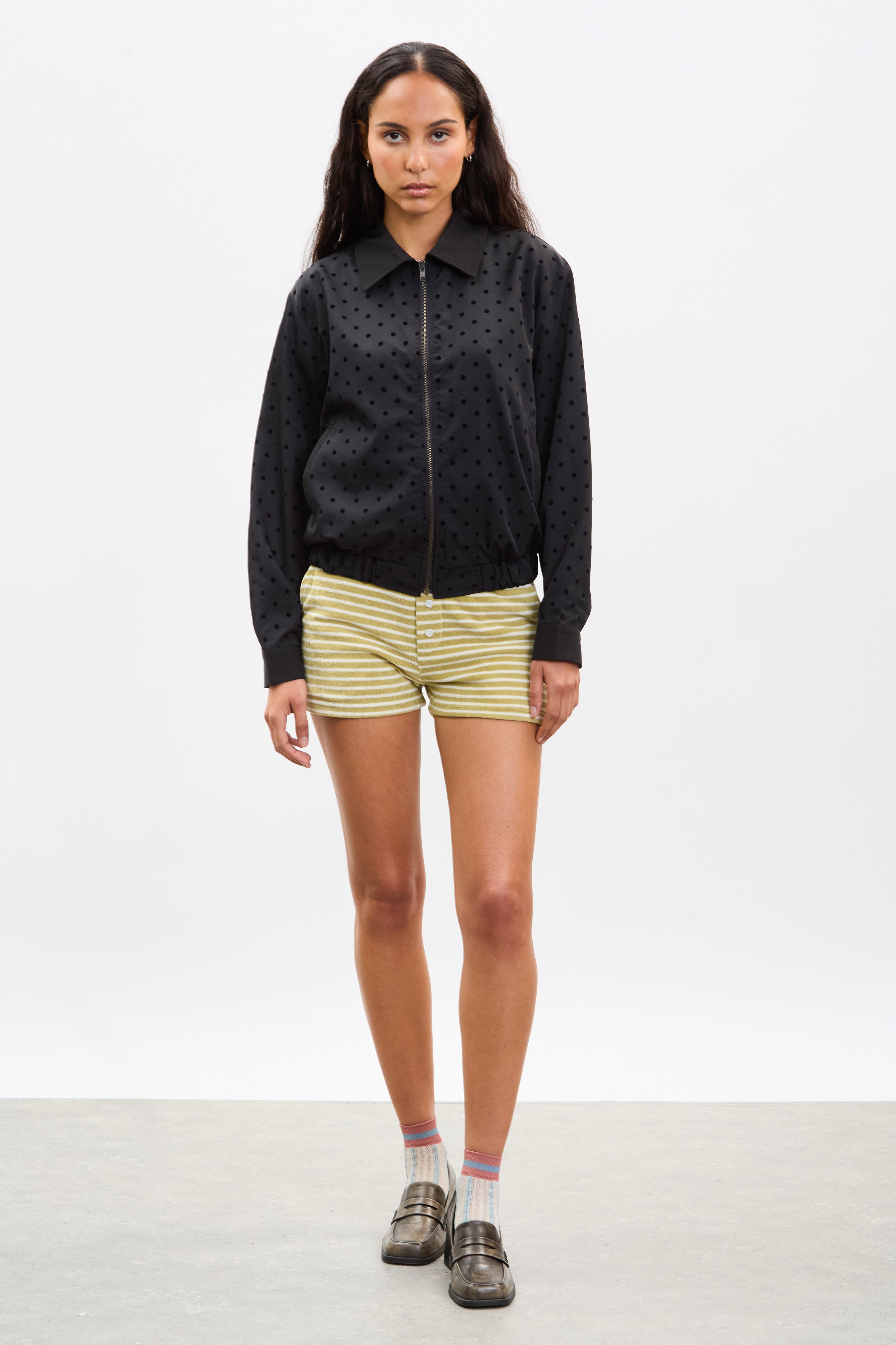 Black on black polka dot zip jacket_4