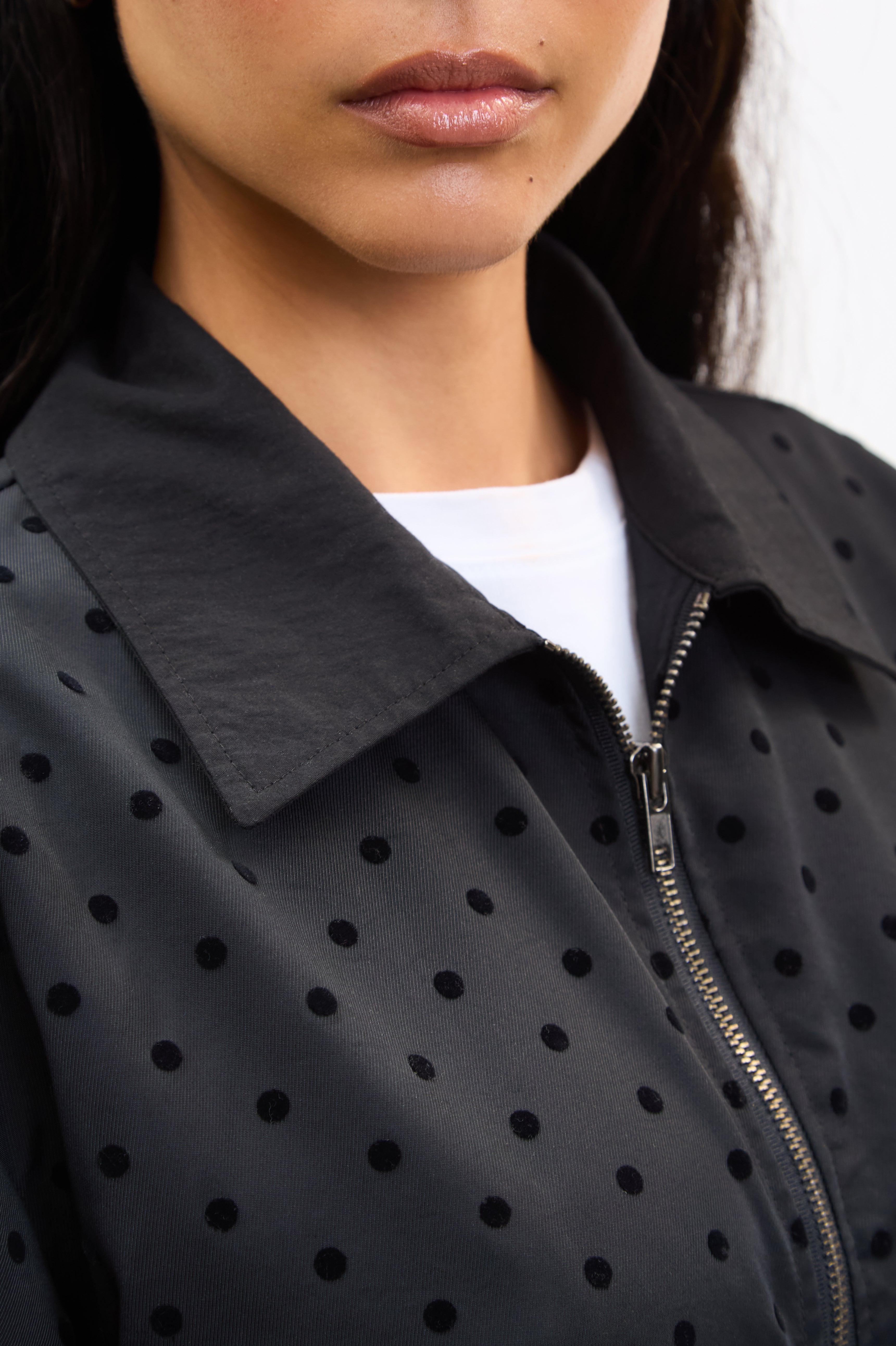 Black on black polka dot zip jacket_3