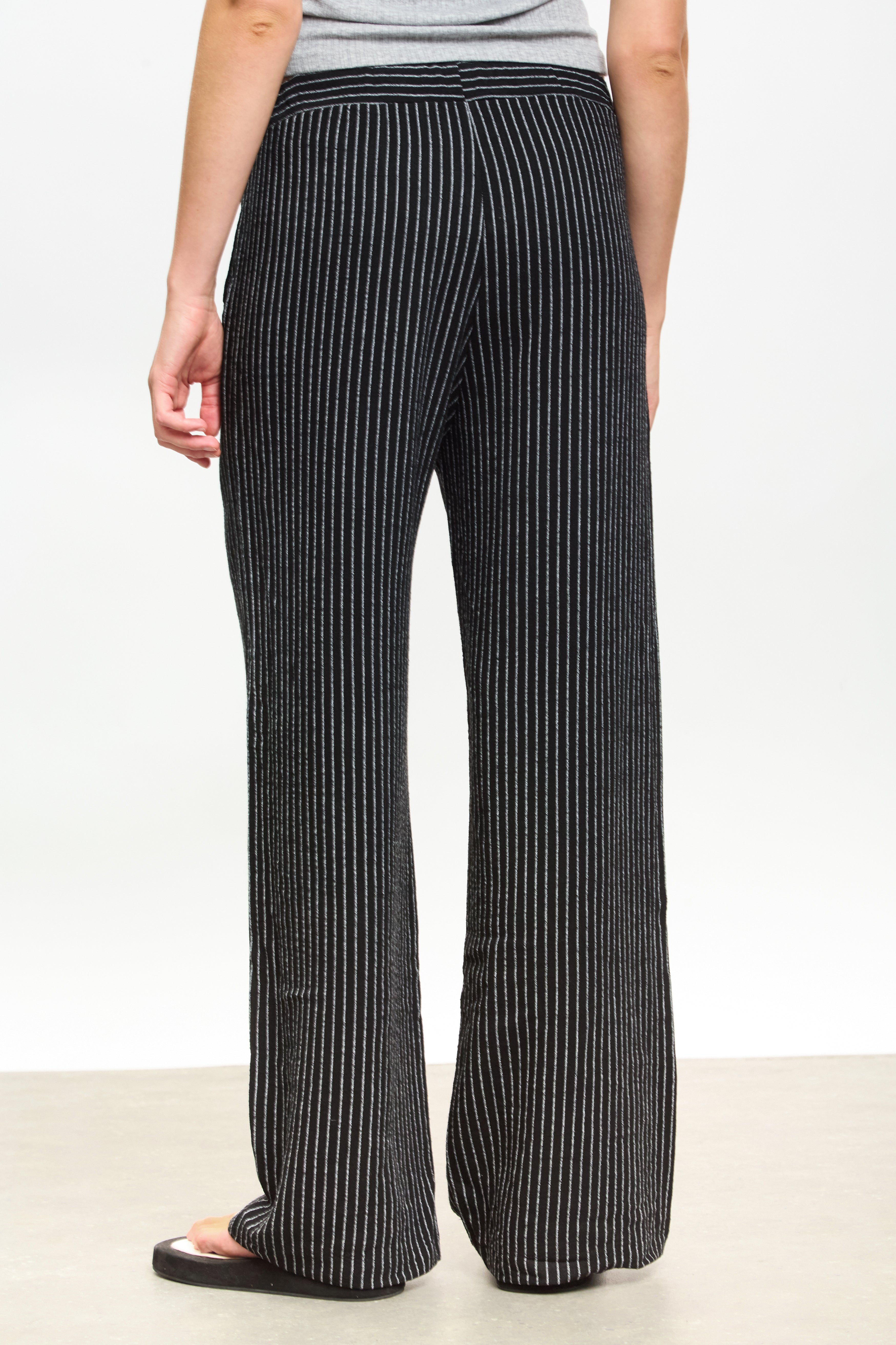 Black pinstripe rope drawstring trousers_2