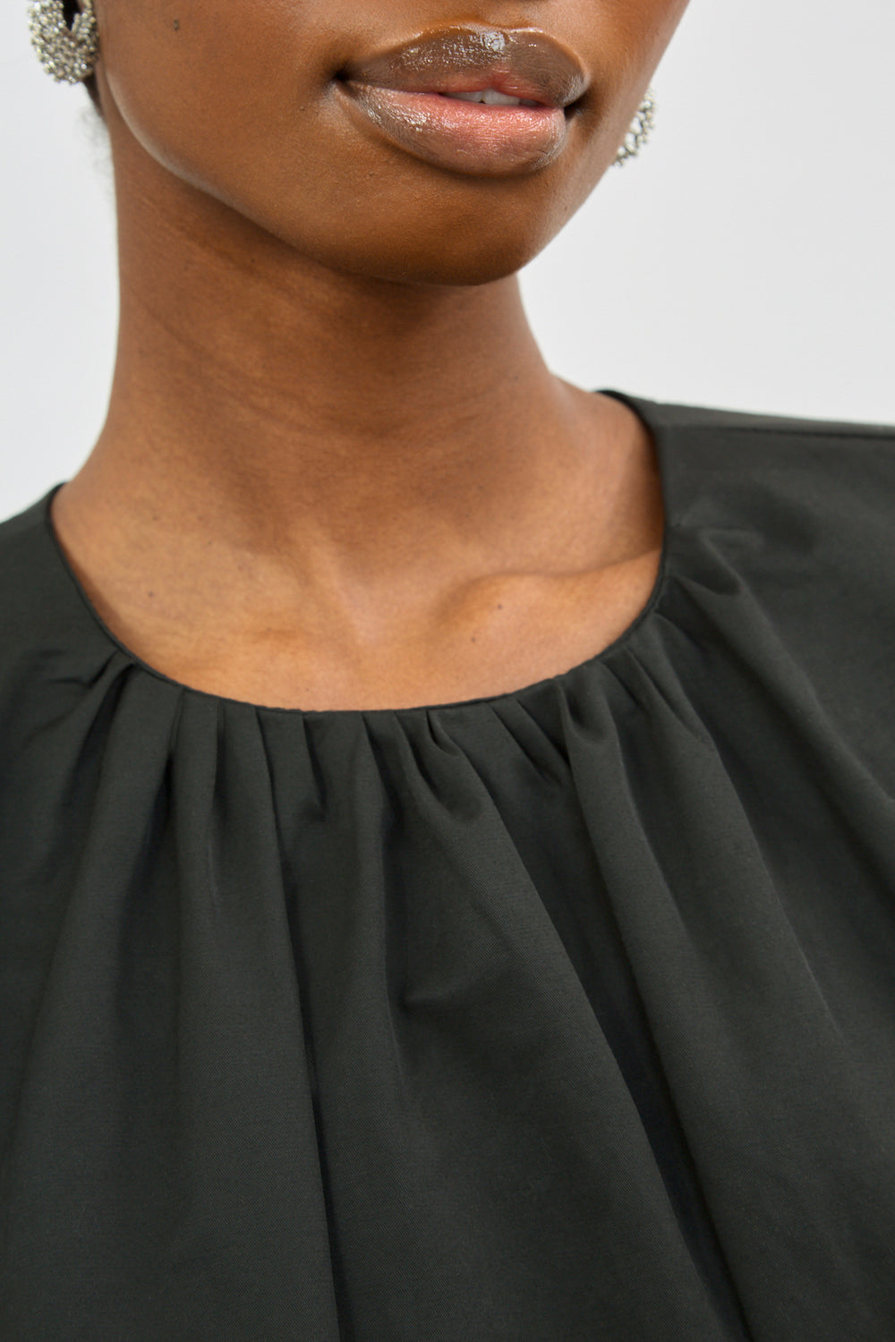 Black puff sleeve mini dress_4