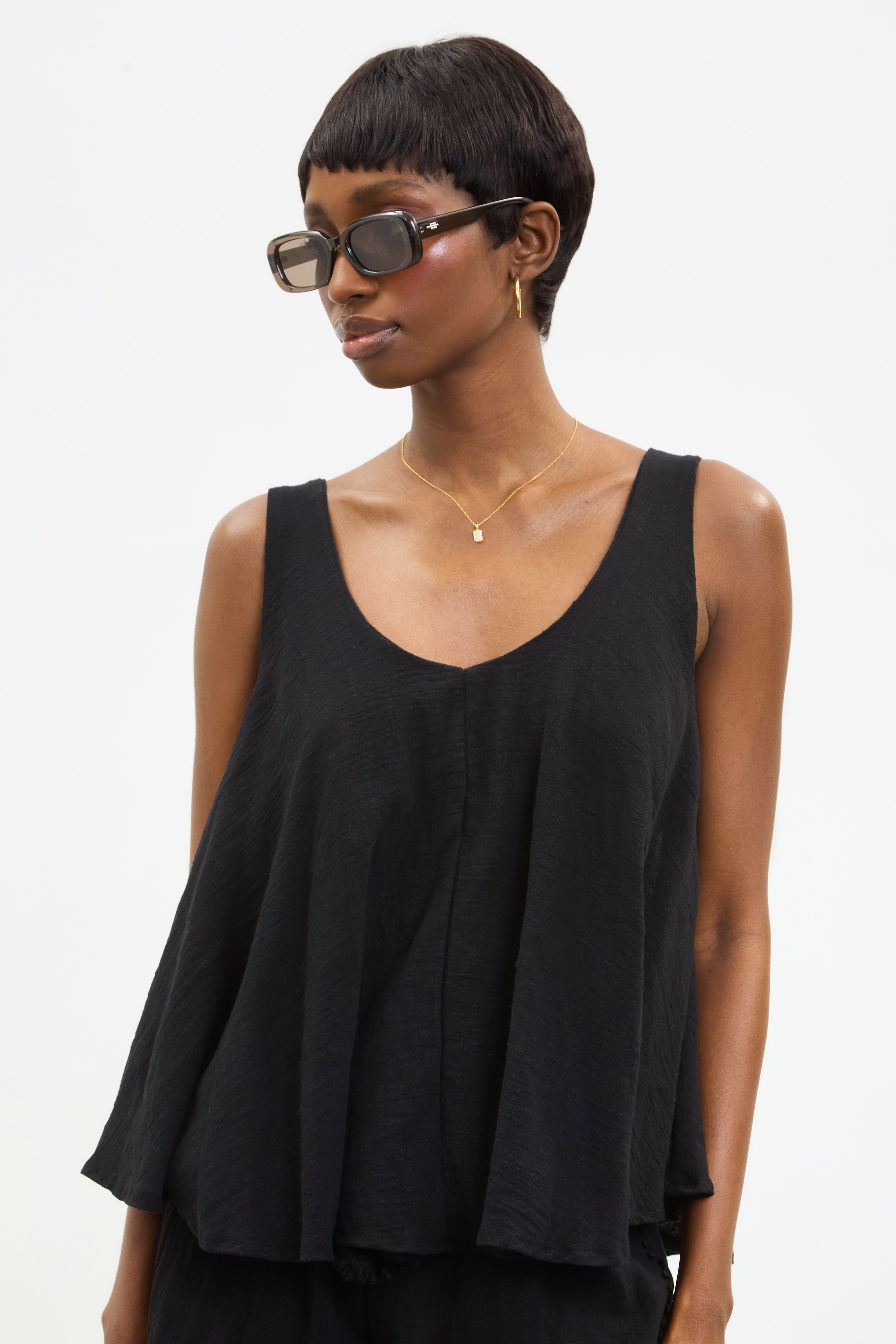 Black pure cotton flare tank_1