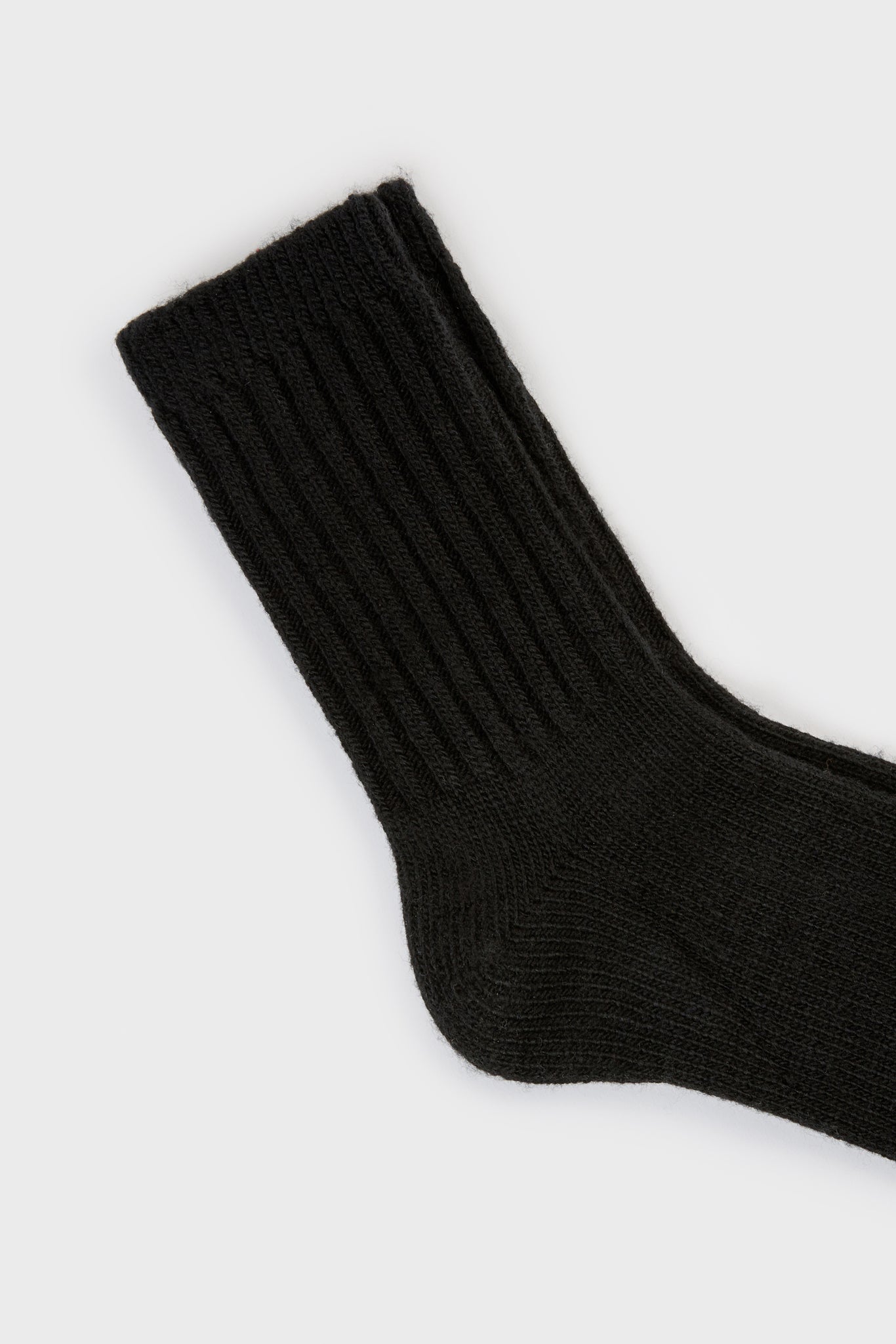 Black ribbed cashmere wool blend socks_2