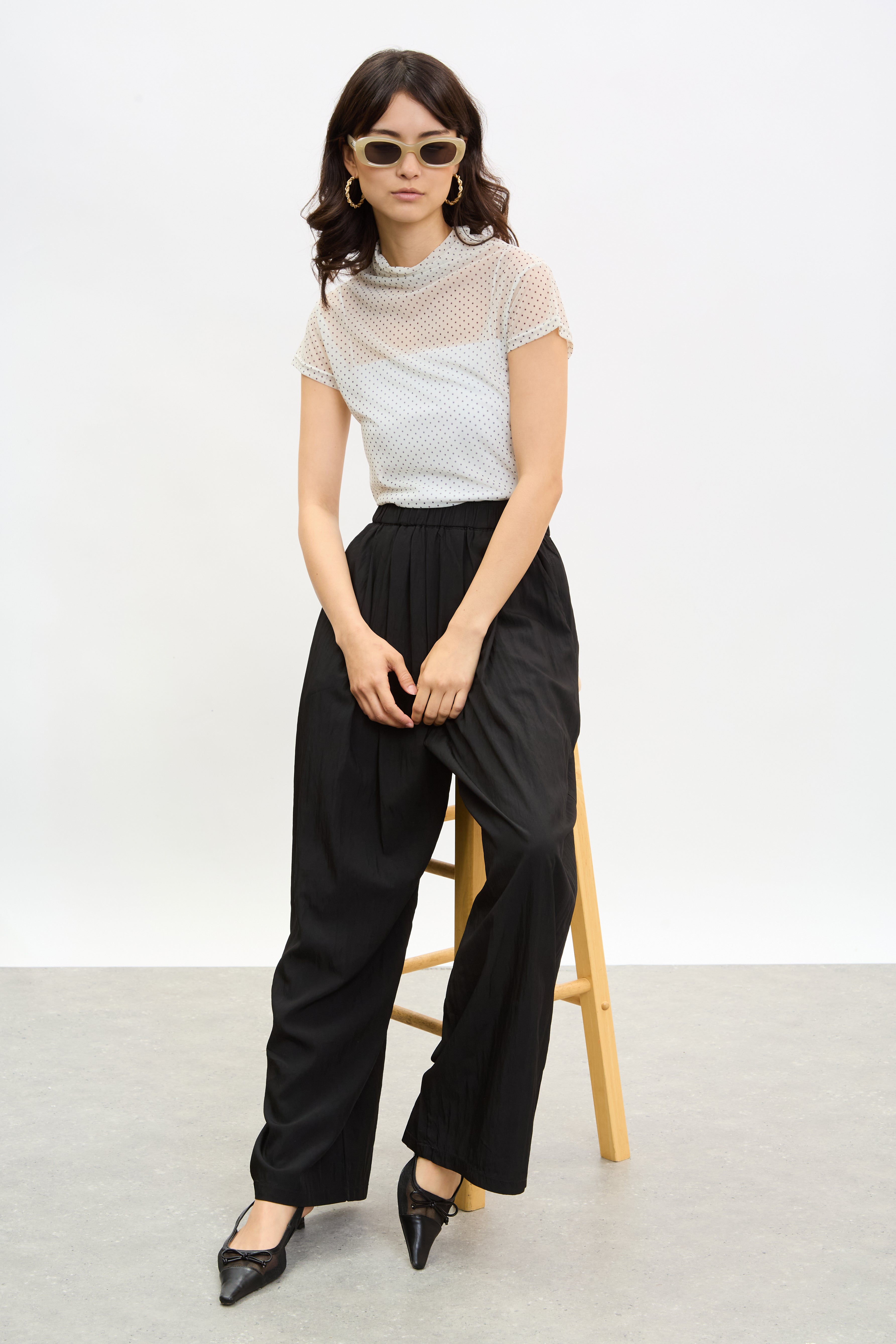 Black satin touch wide leg trousers_5