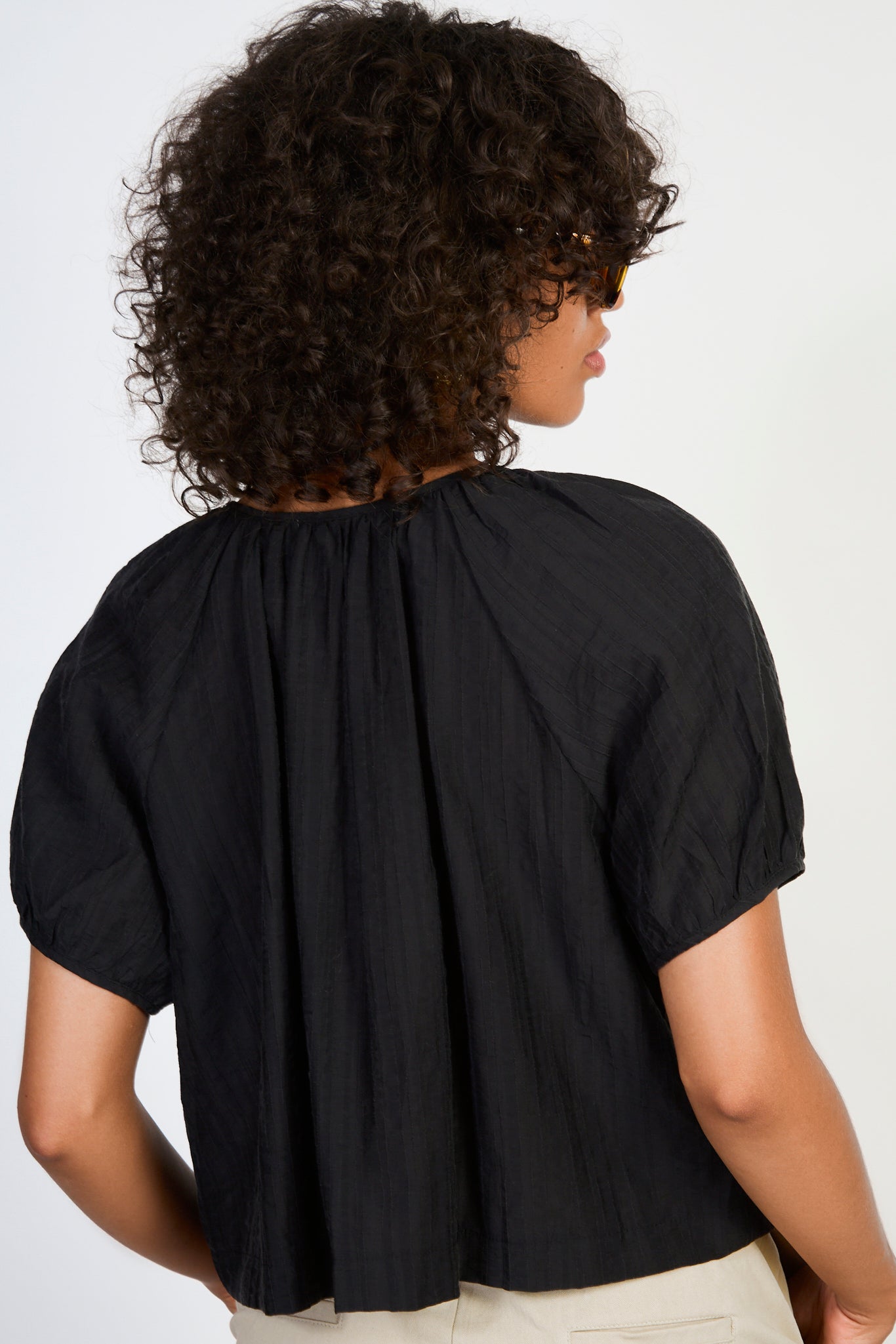 Black seamed detail shirt blouse_2