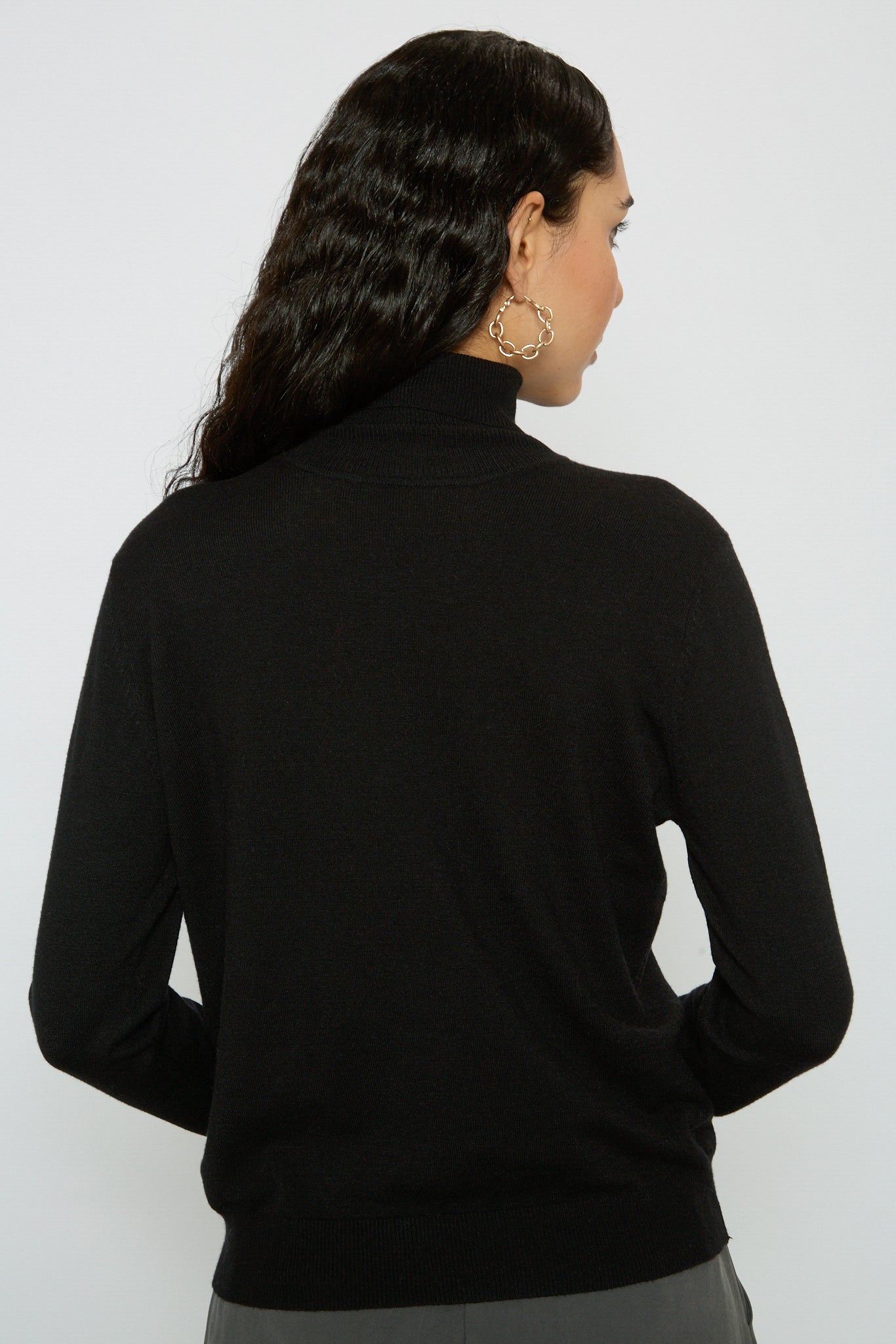 Black semi sheer thin knit turtleneck_2