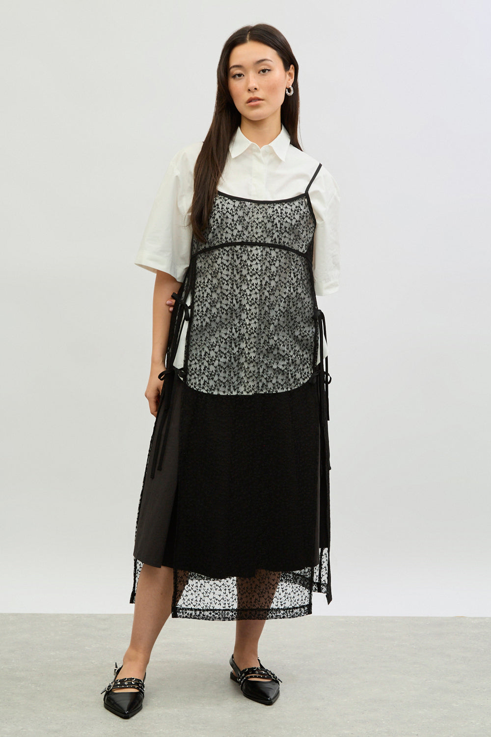 Black sheer floral tie side dress_2