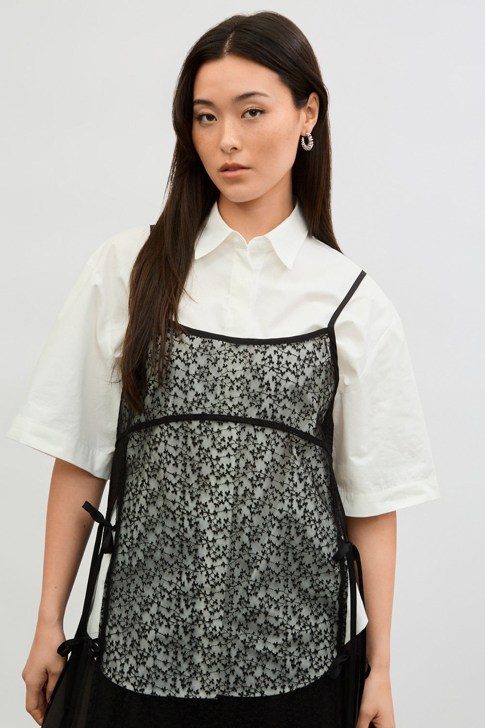 Black sheer floral tie side dress_4