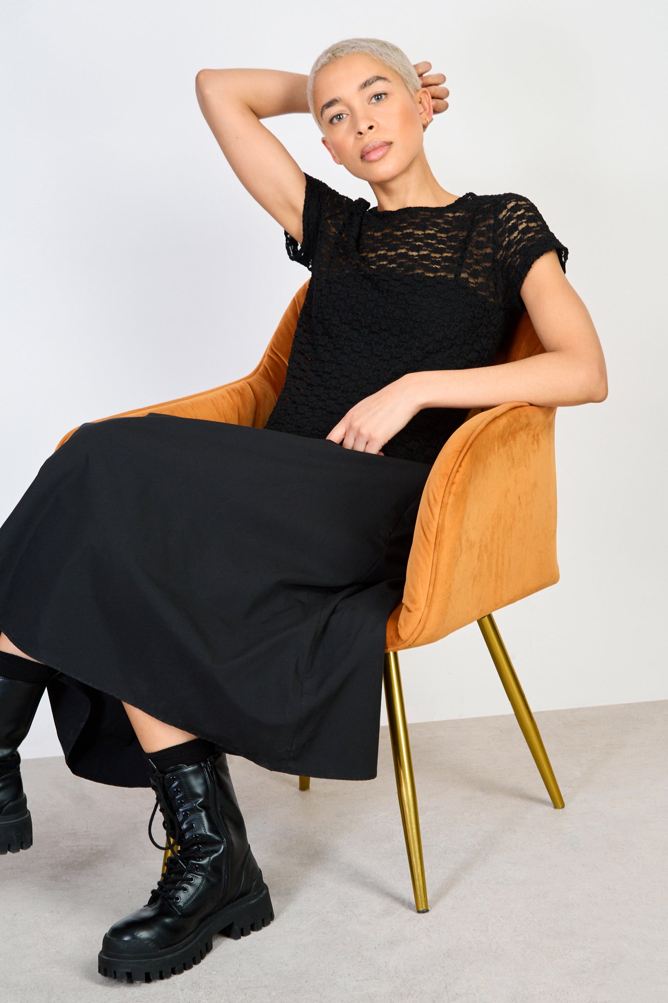 Black sheer lace tee_5