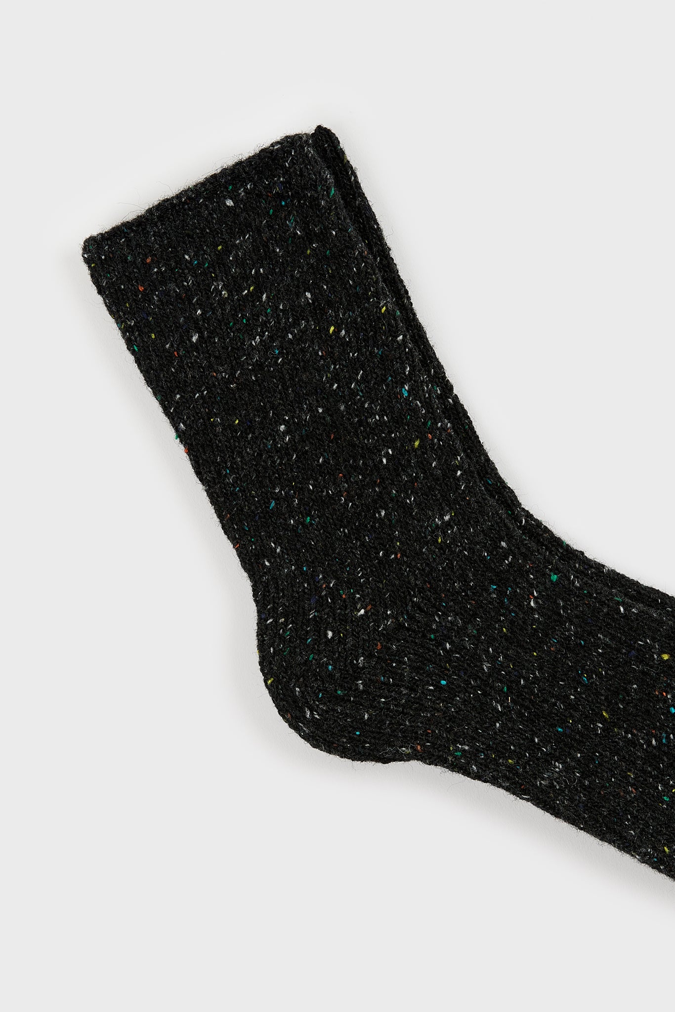 Black smooth rainbow fleck wool blend socks_2