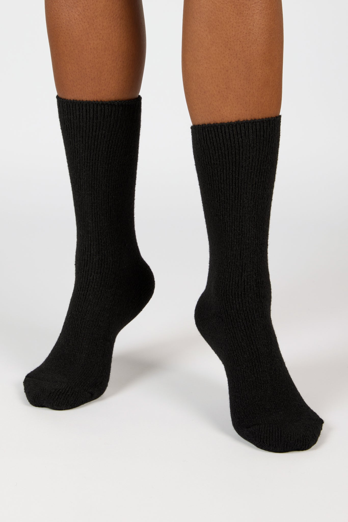Black smooth wool blend socks_4
