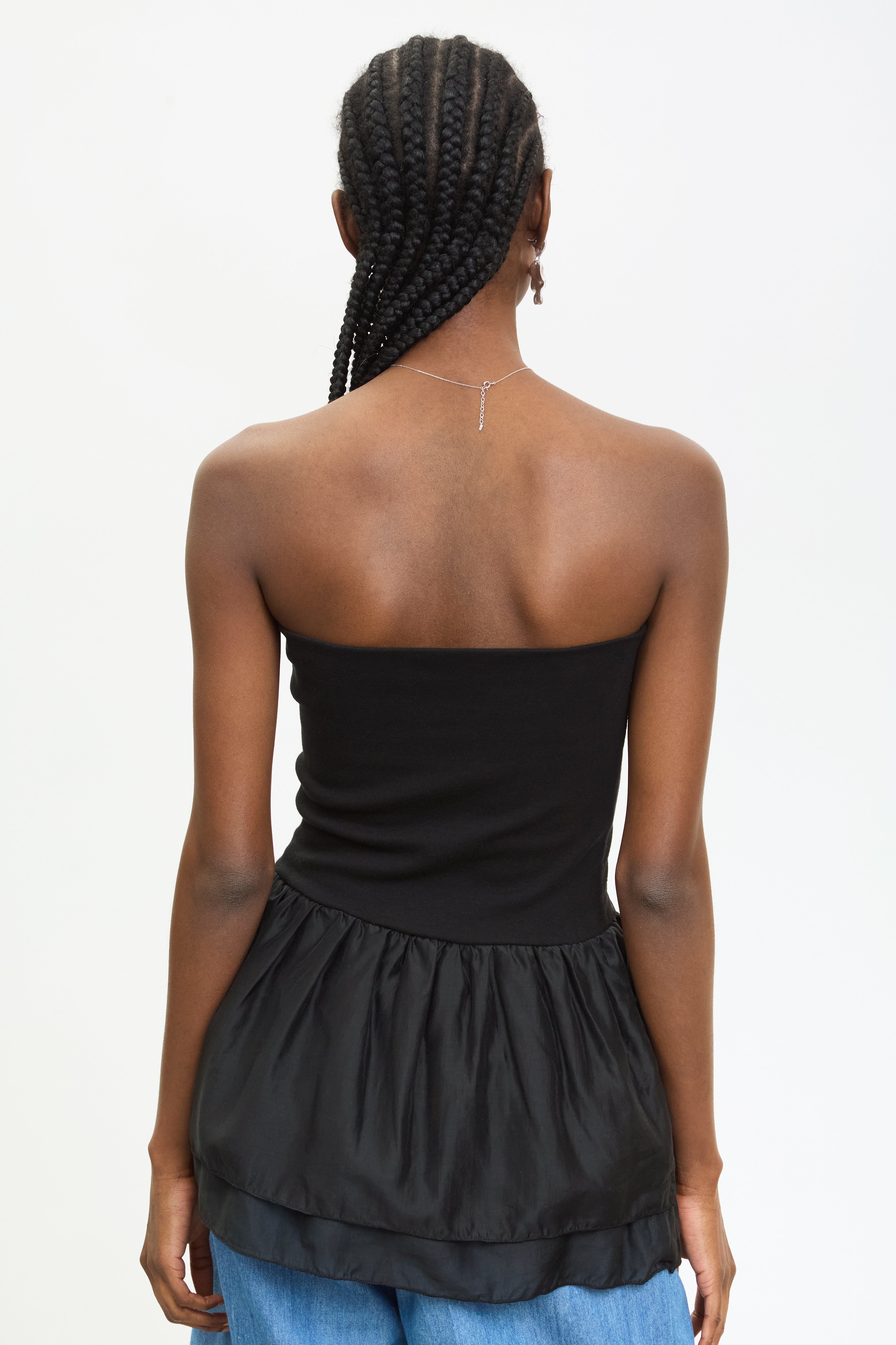 Black strapless peplum top_2