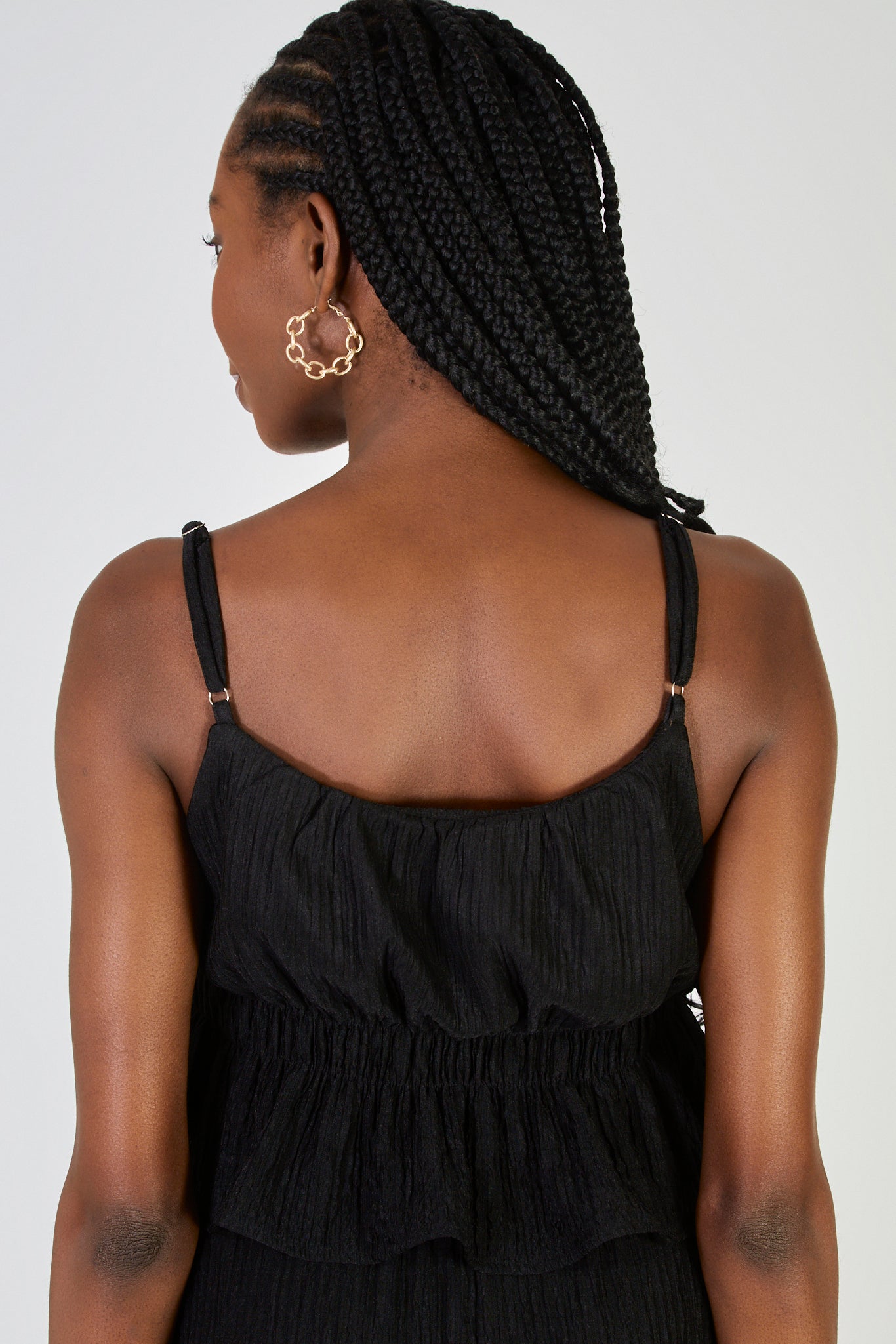 Black textured crinkle tiered tank_2