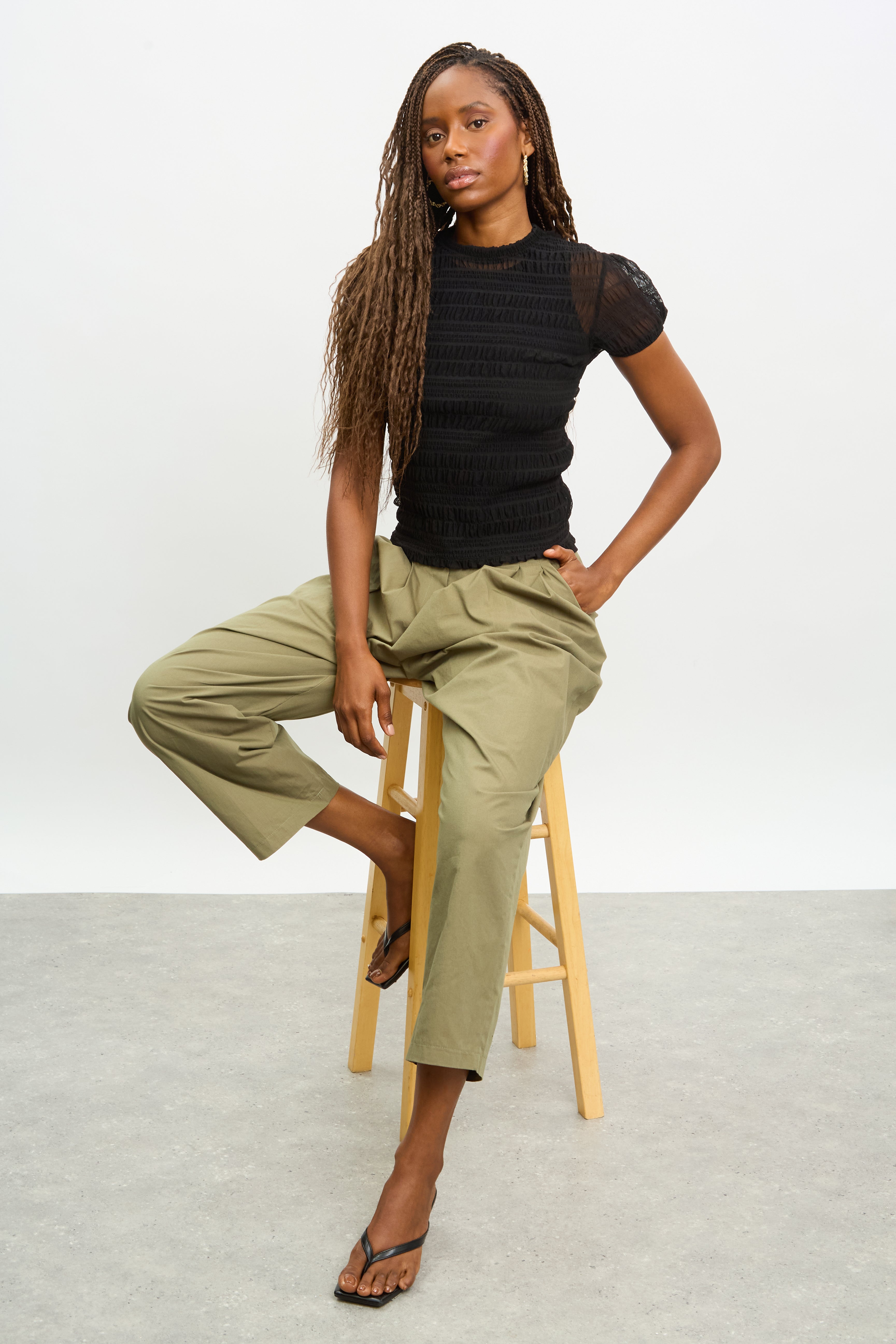 Black line textured semi sheer tee_5