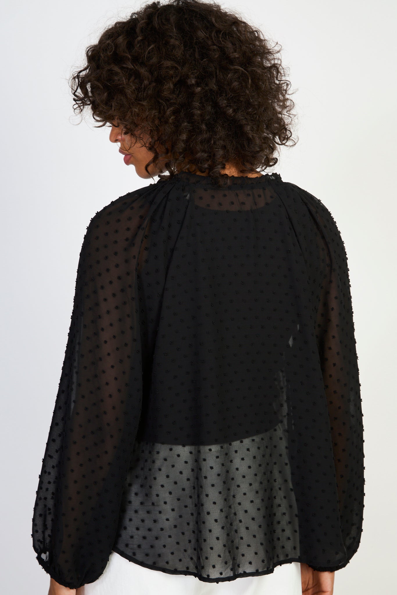 Black textured semi sheer blouse_2