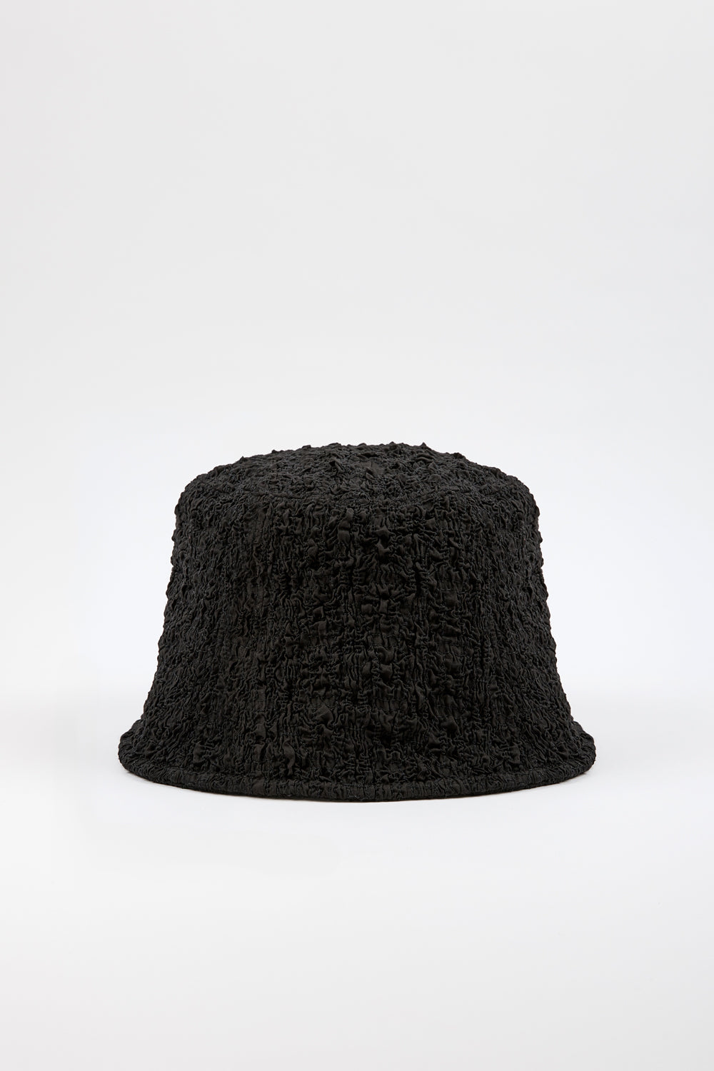 Black textured slim profile bucket hat_1