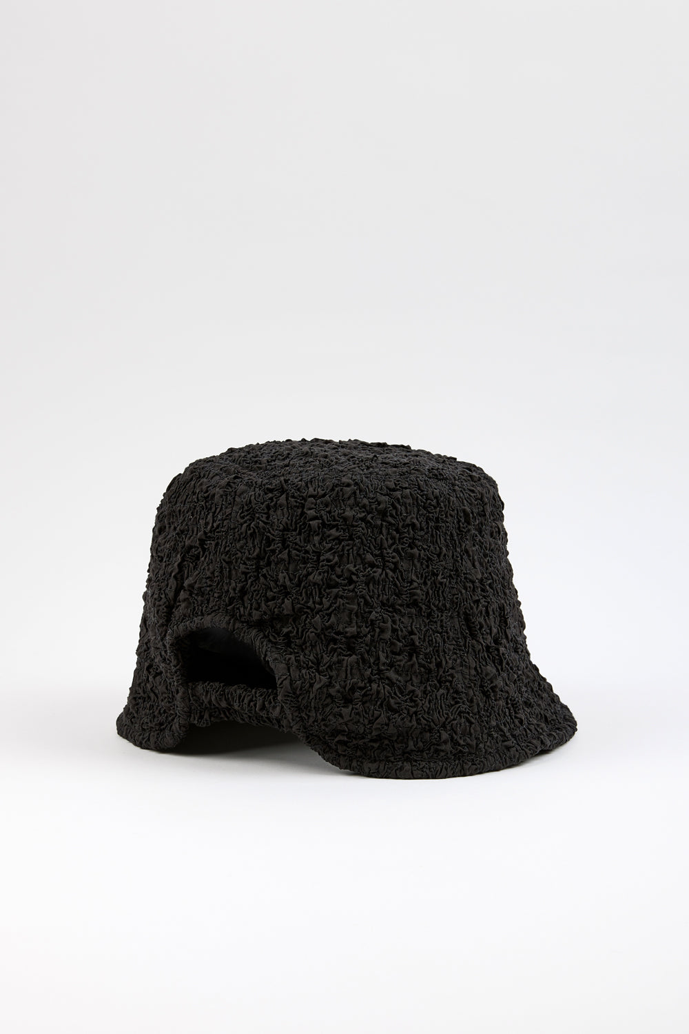 Black textured slim profile bucket hat_3