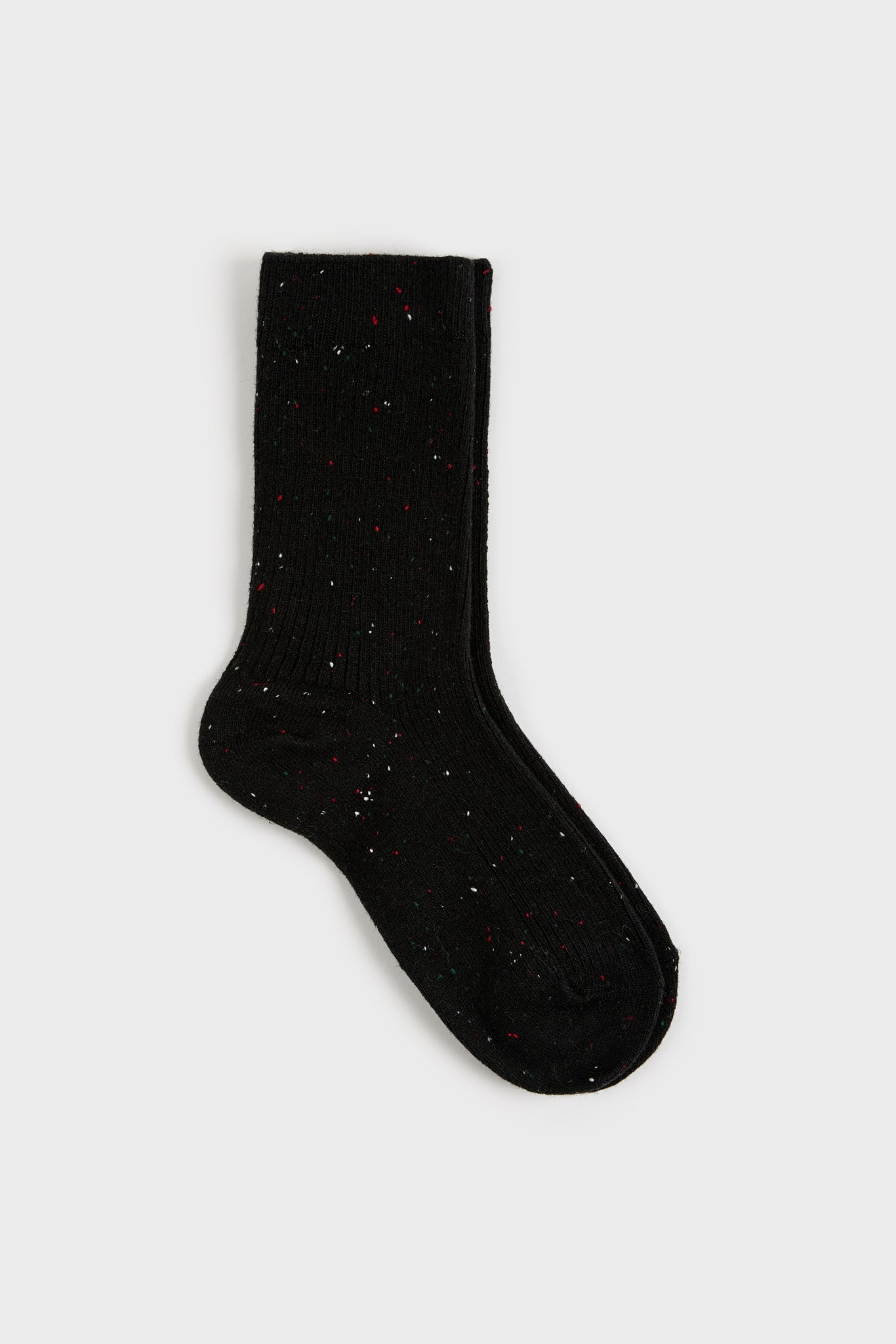 Black thin ribbed rainbow fleck socks_1