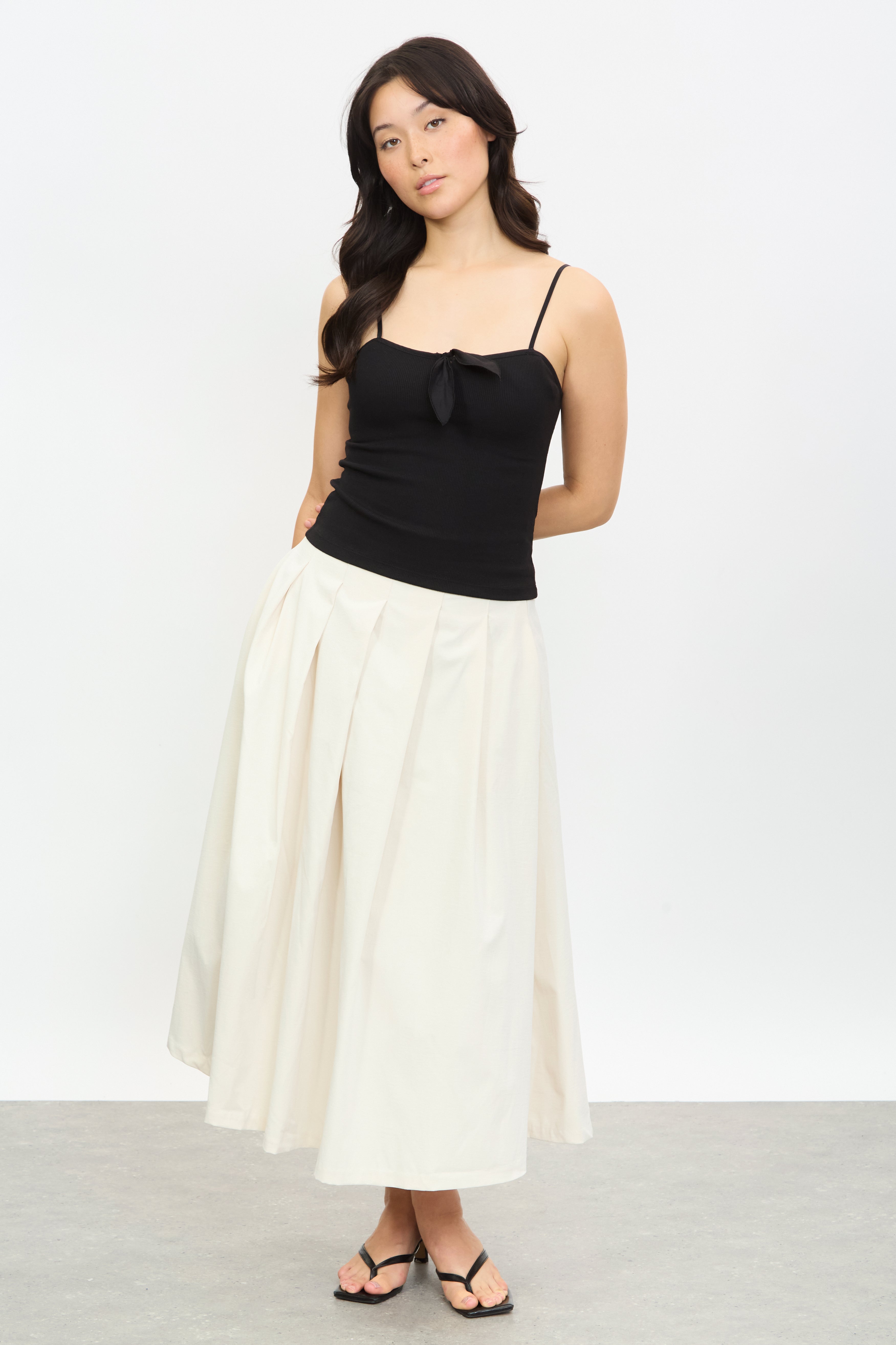 Black tie front tank top_4