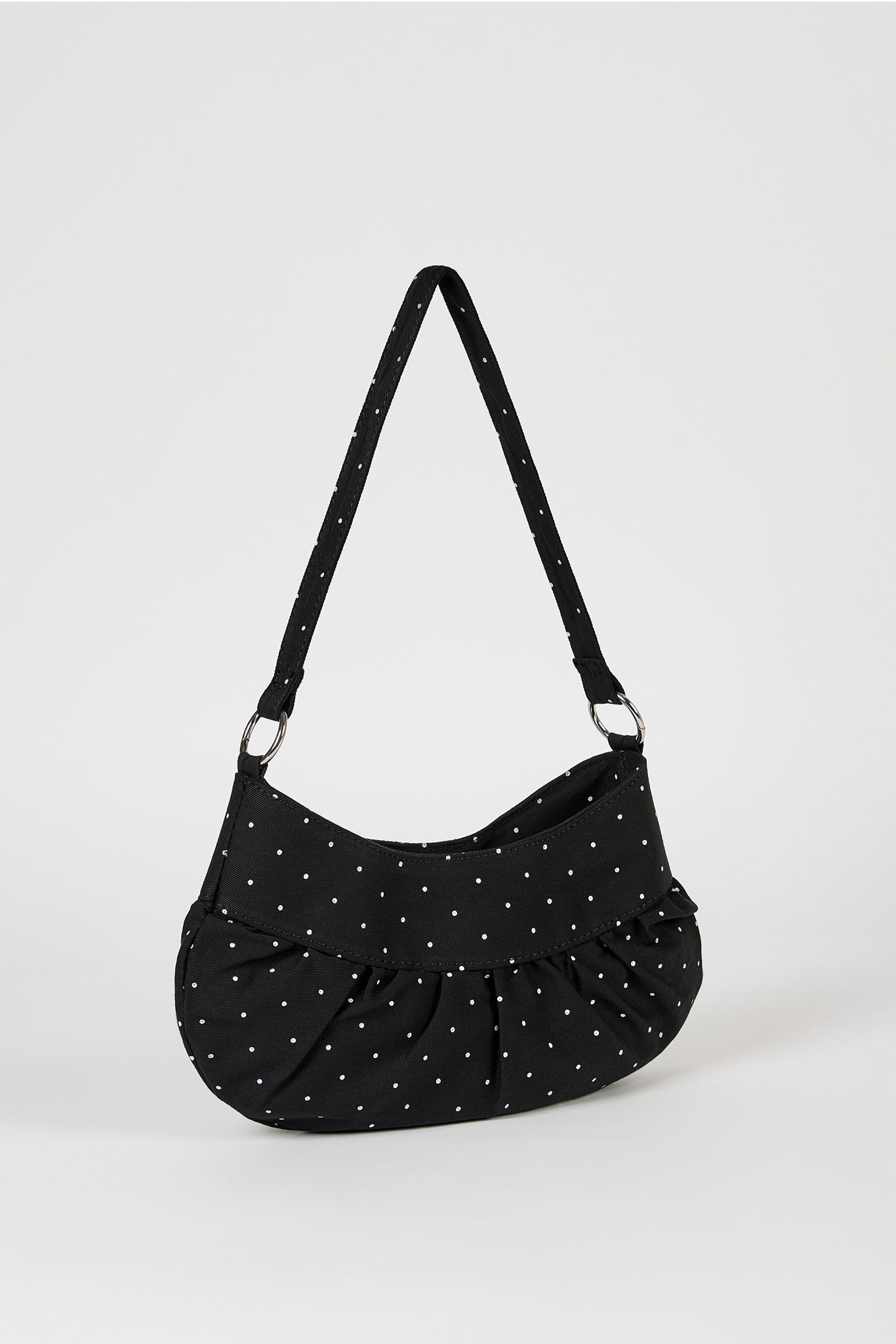 Black tiny polka dot ruched curve shoulder bag_2