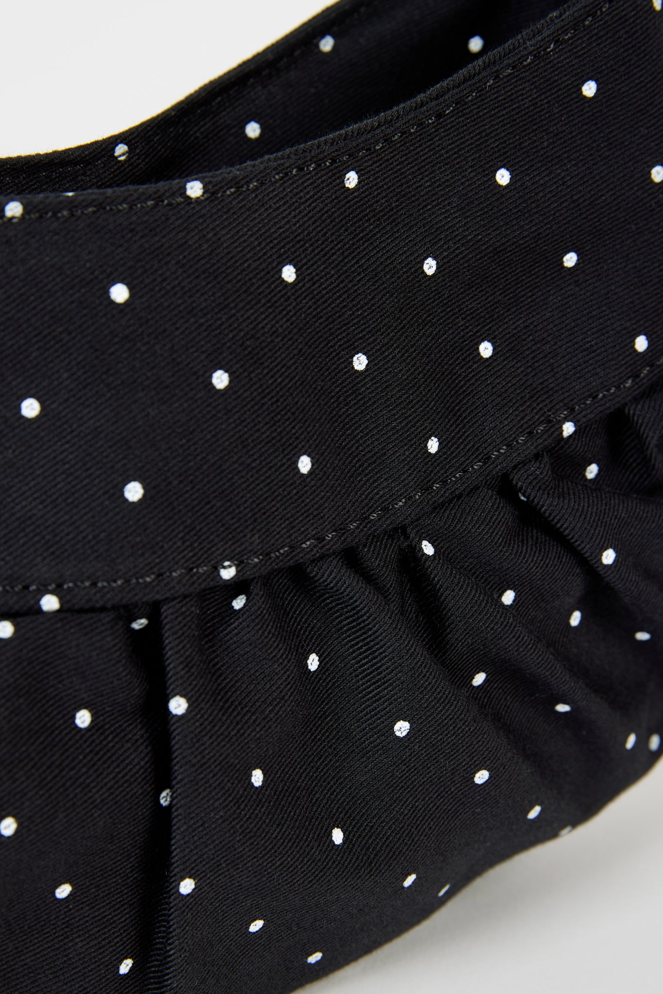 Black tiny polka dot ruched curve shoulder bag_4