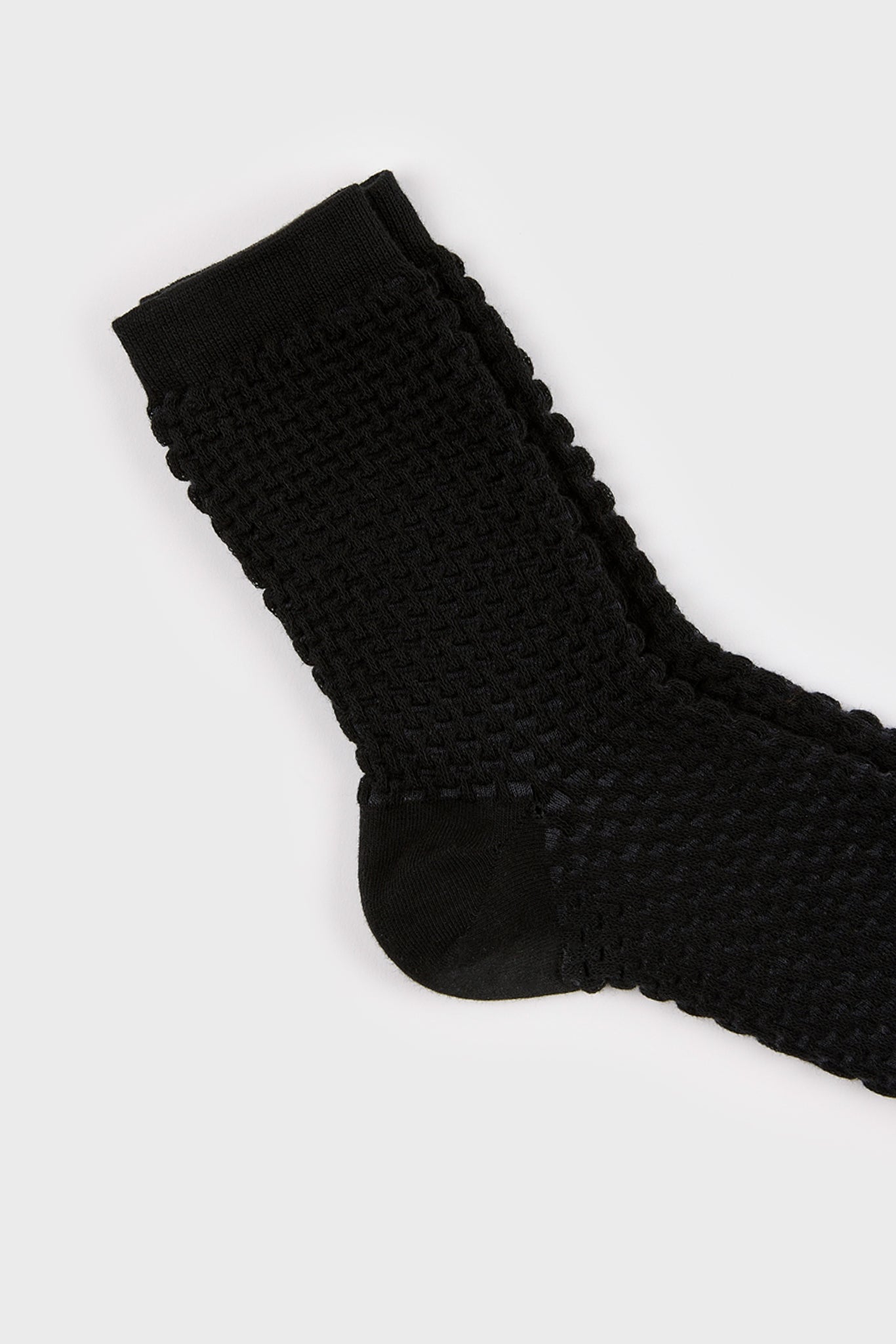 Black two tone waffle socks_4