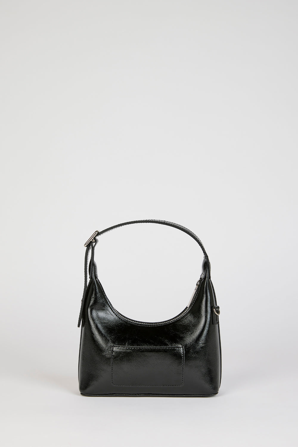 Black vegan leather curved shoulder bag_2