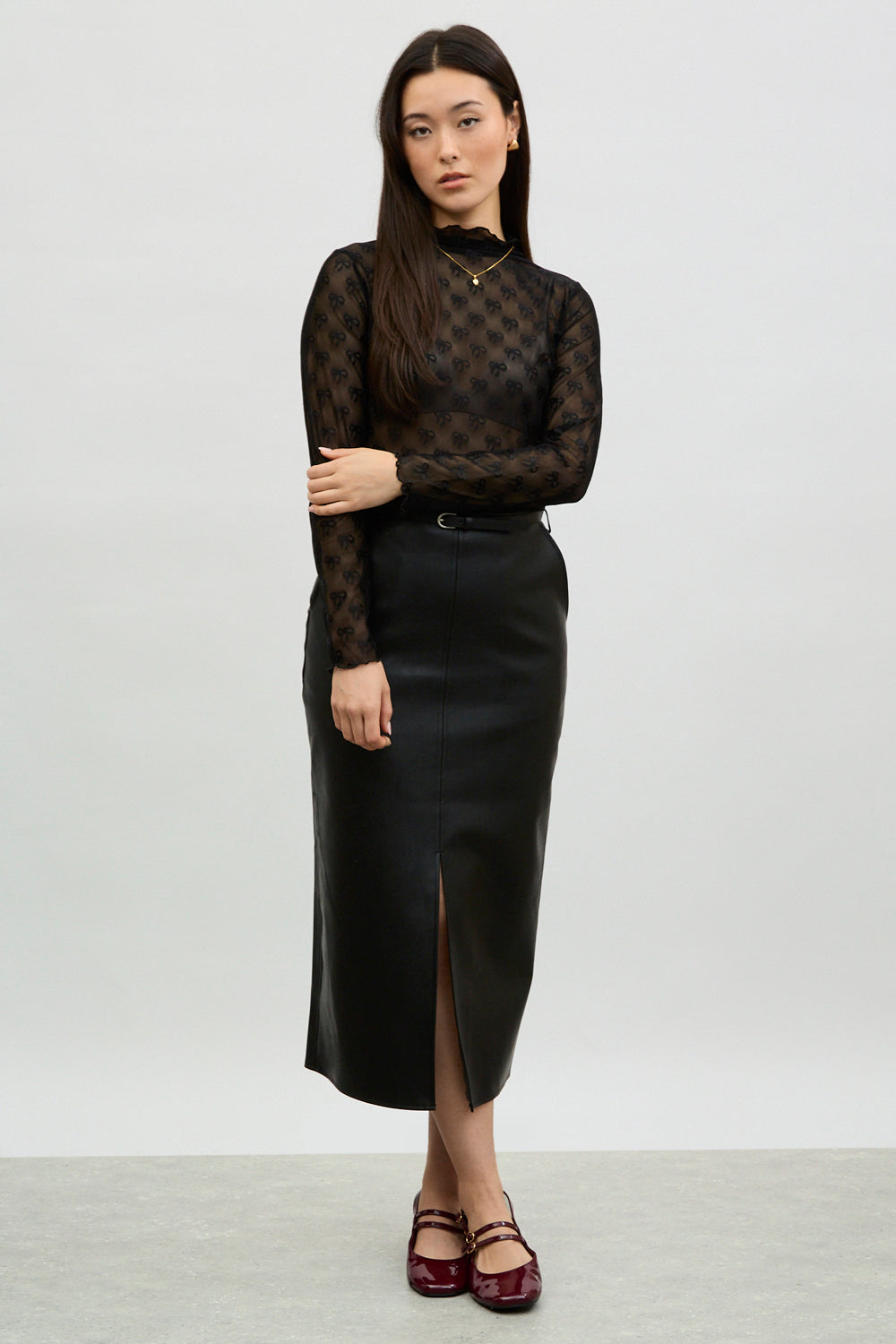 Black vegan leather skirt_4