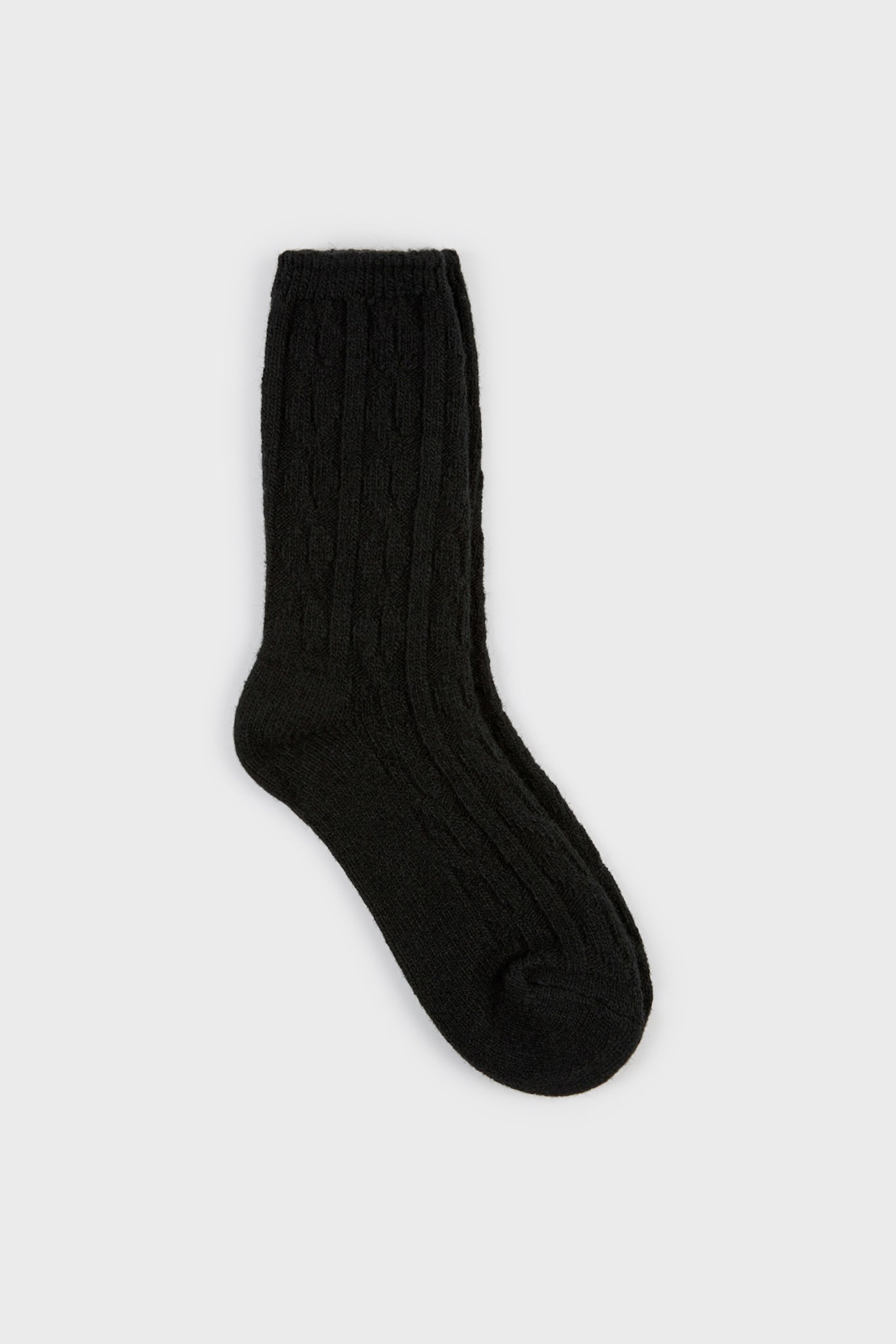 Black wool blend ribbed socks_1