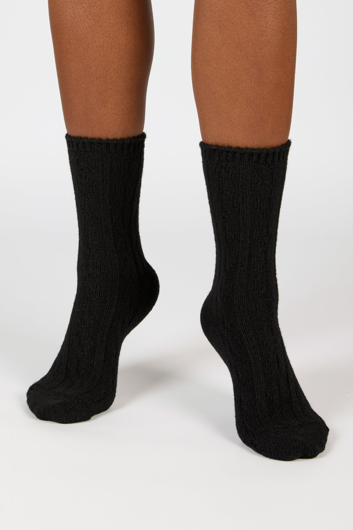 Black wool blend ribbed socks_4