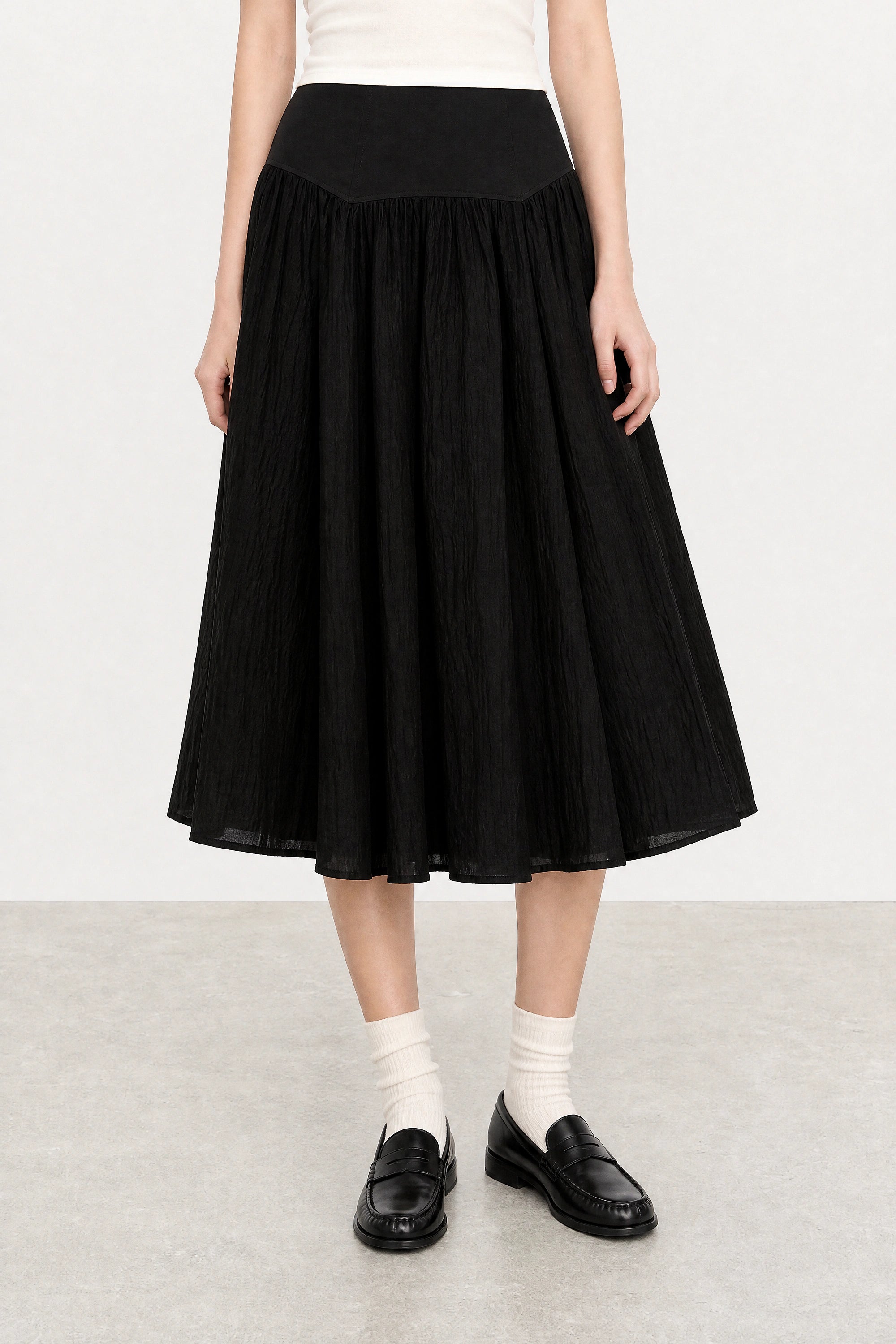 Black drop waist contrast chiffon touch skirt_2