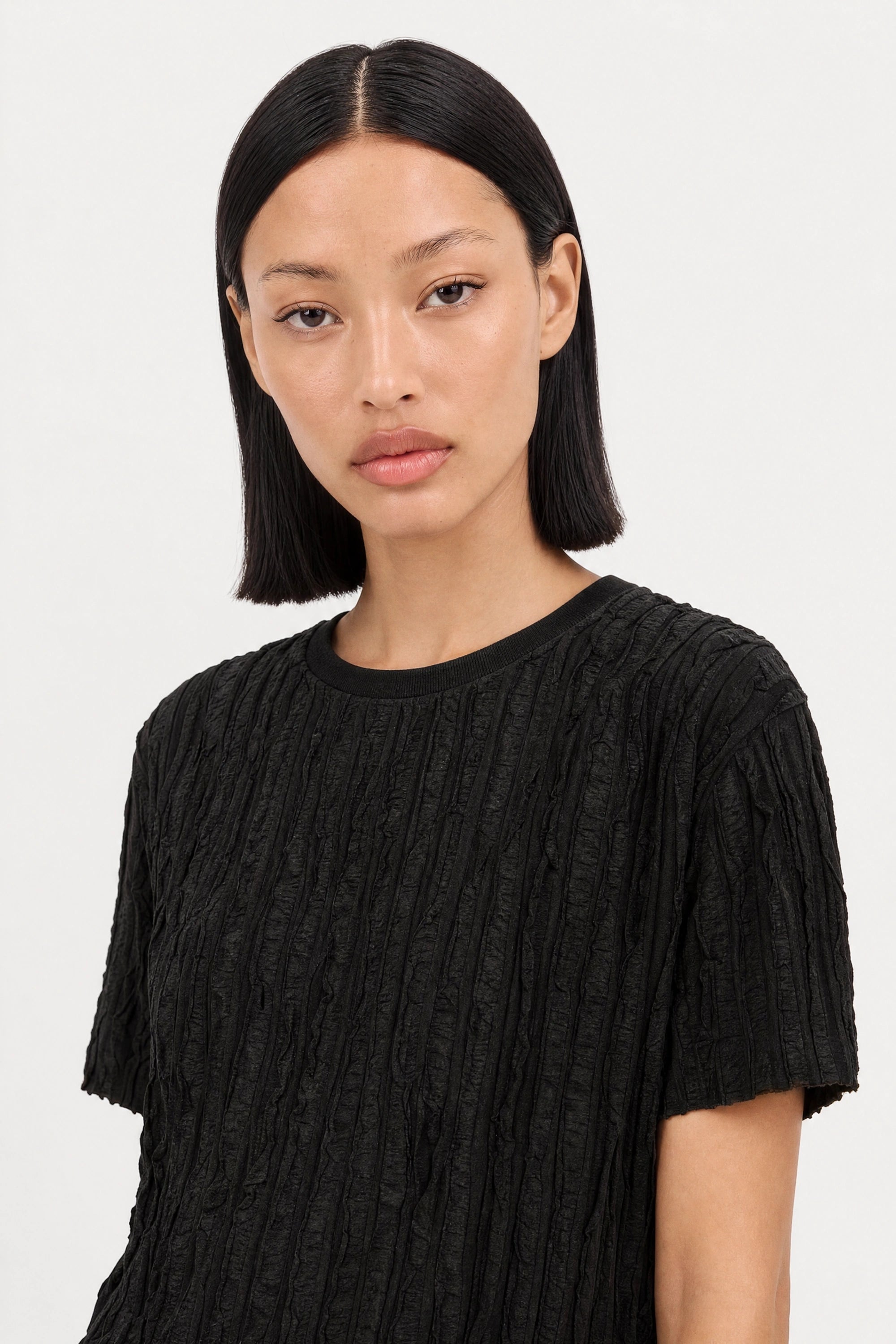 Black floaty sheer strips short sleeve top_5