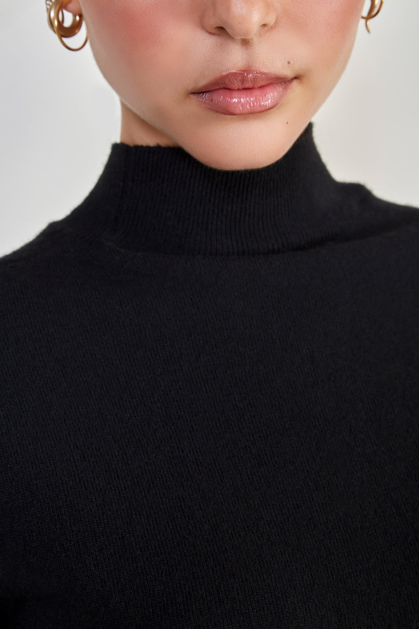 Black alpaca blend mock neck knit top_4