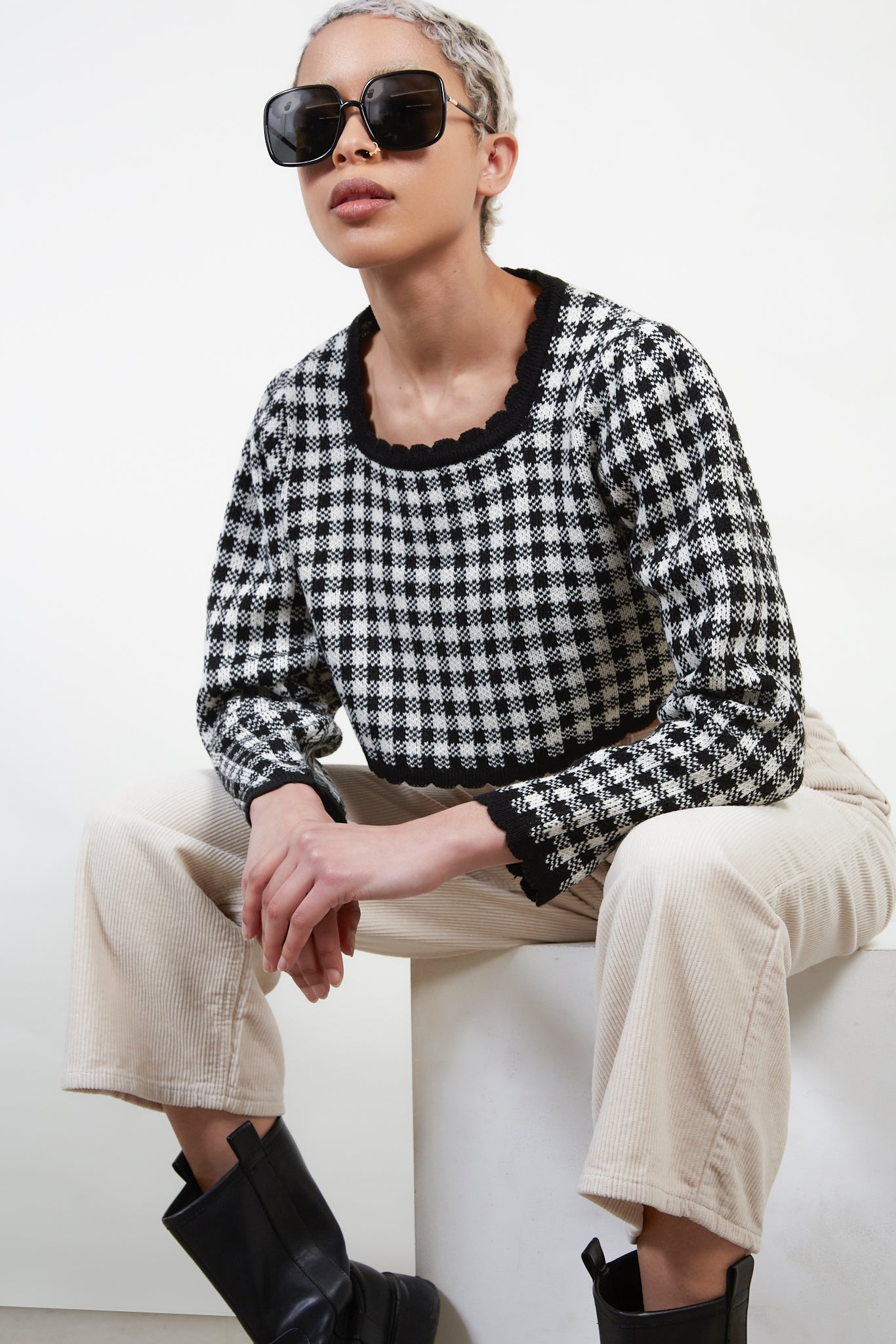 Black and white gingham jumper_1