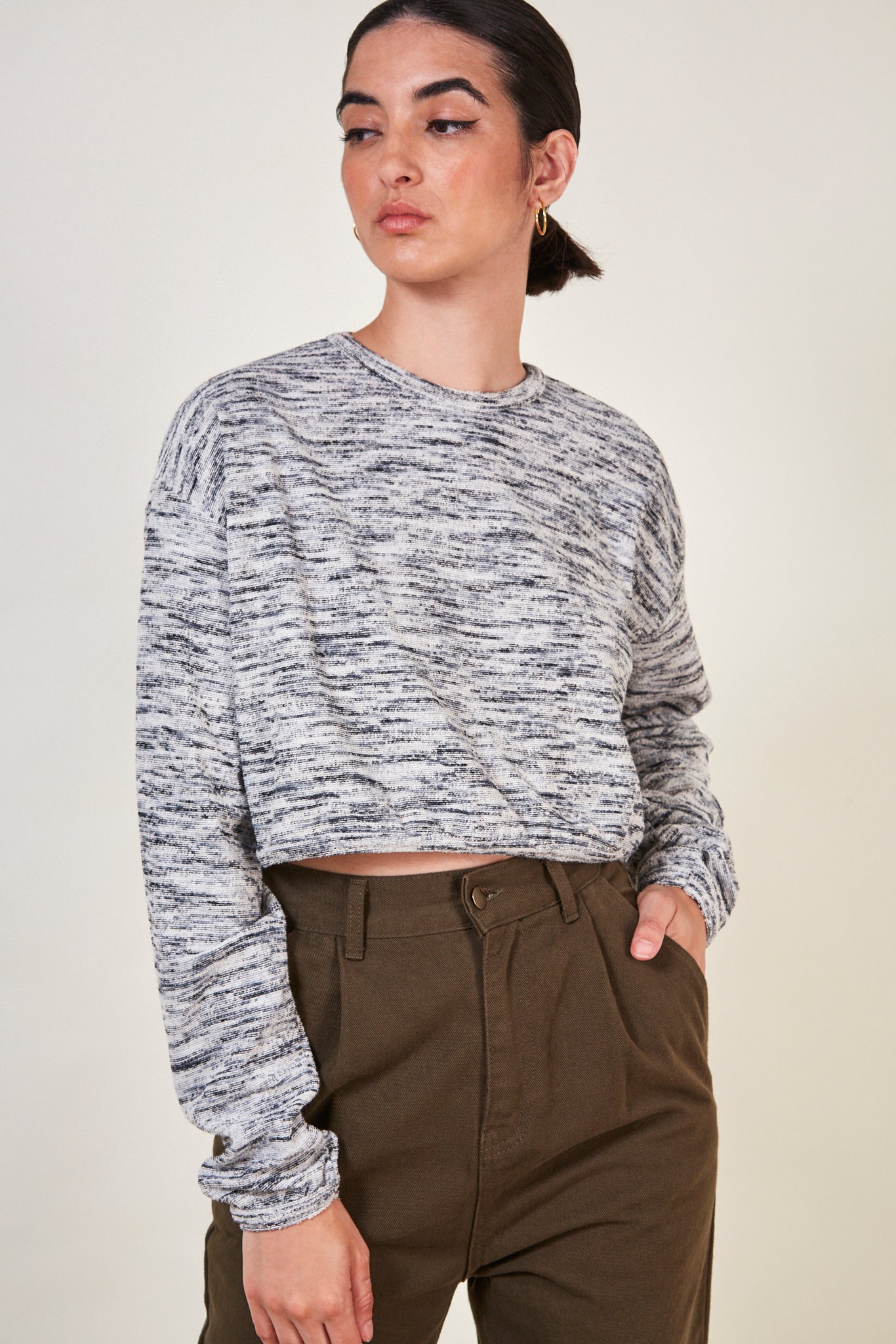 Black and white textured top_1