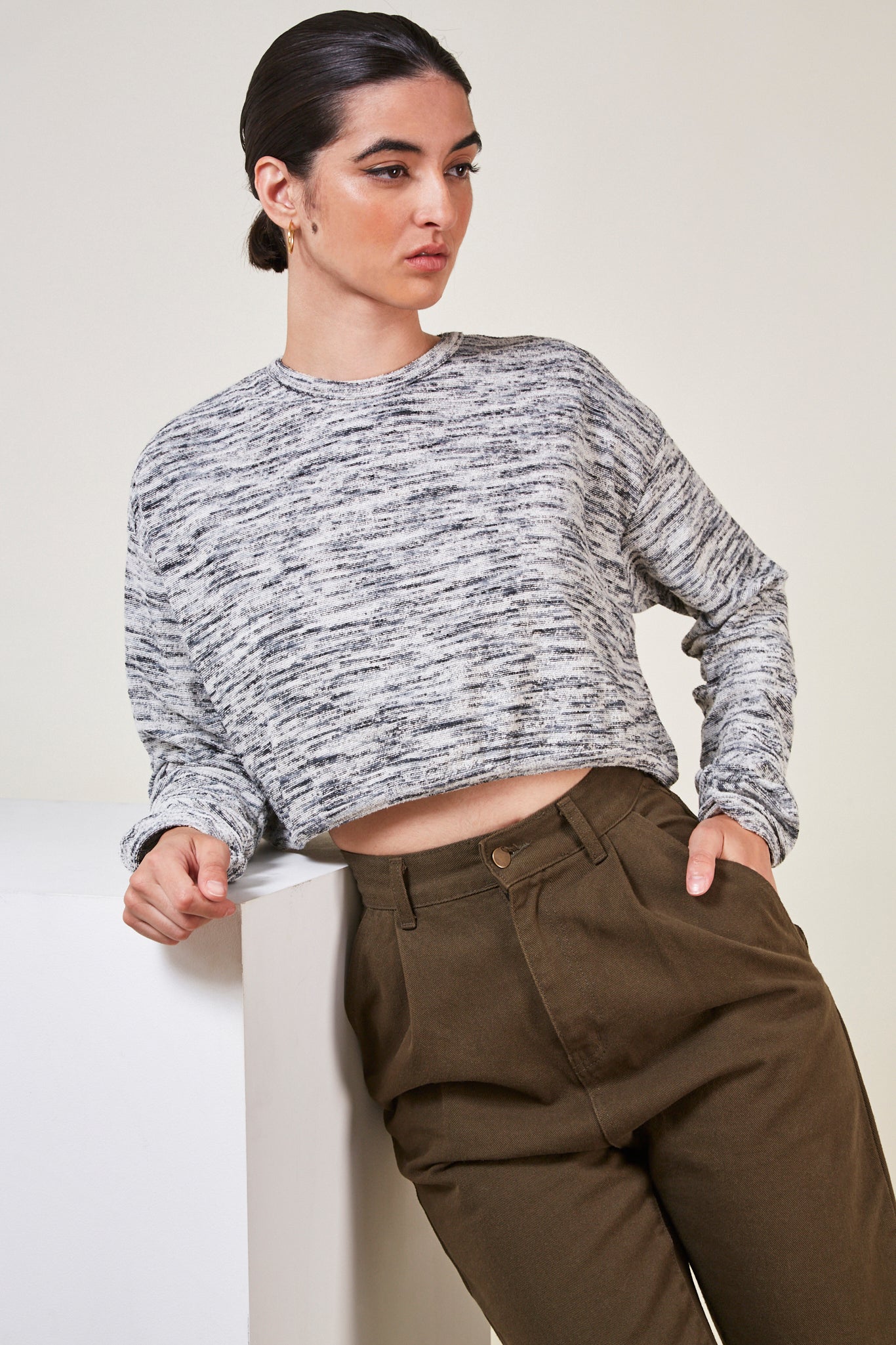 Black and white textured top_5