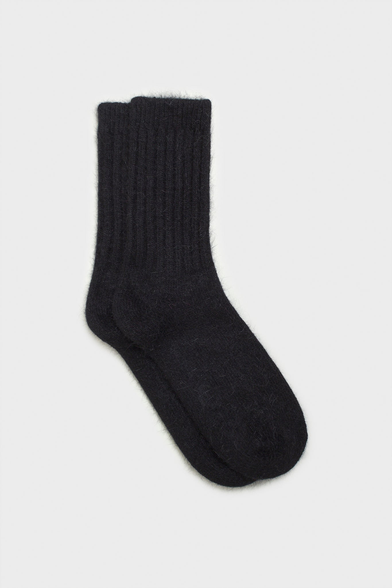 Black angora ribbed socks_1