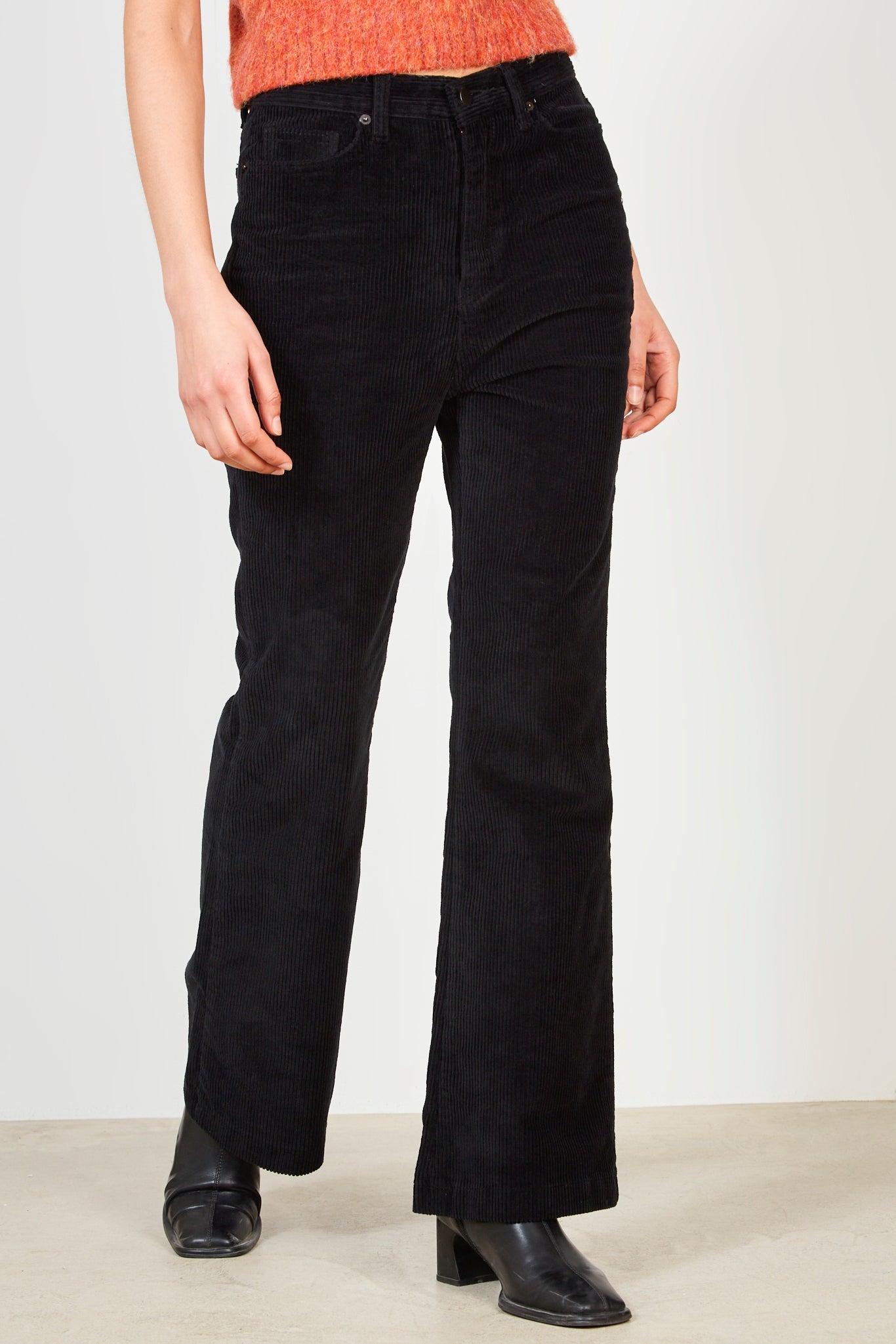 Black bootcut corduroy trousers_1