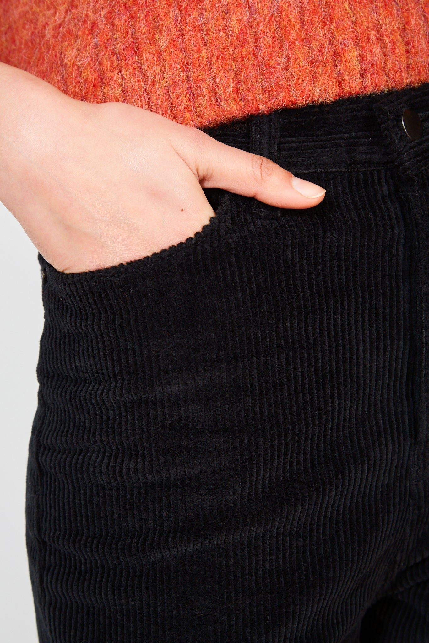 Black bootcut corduroy trousers_4