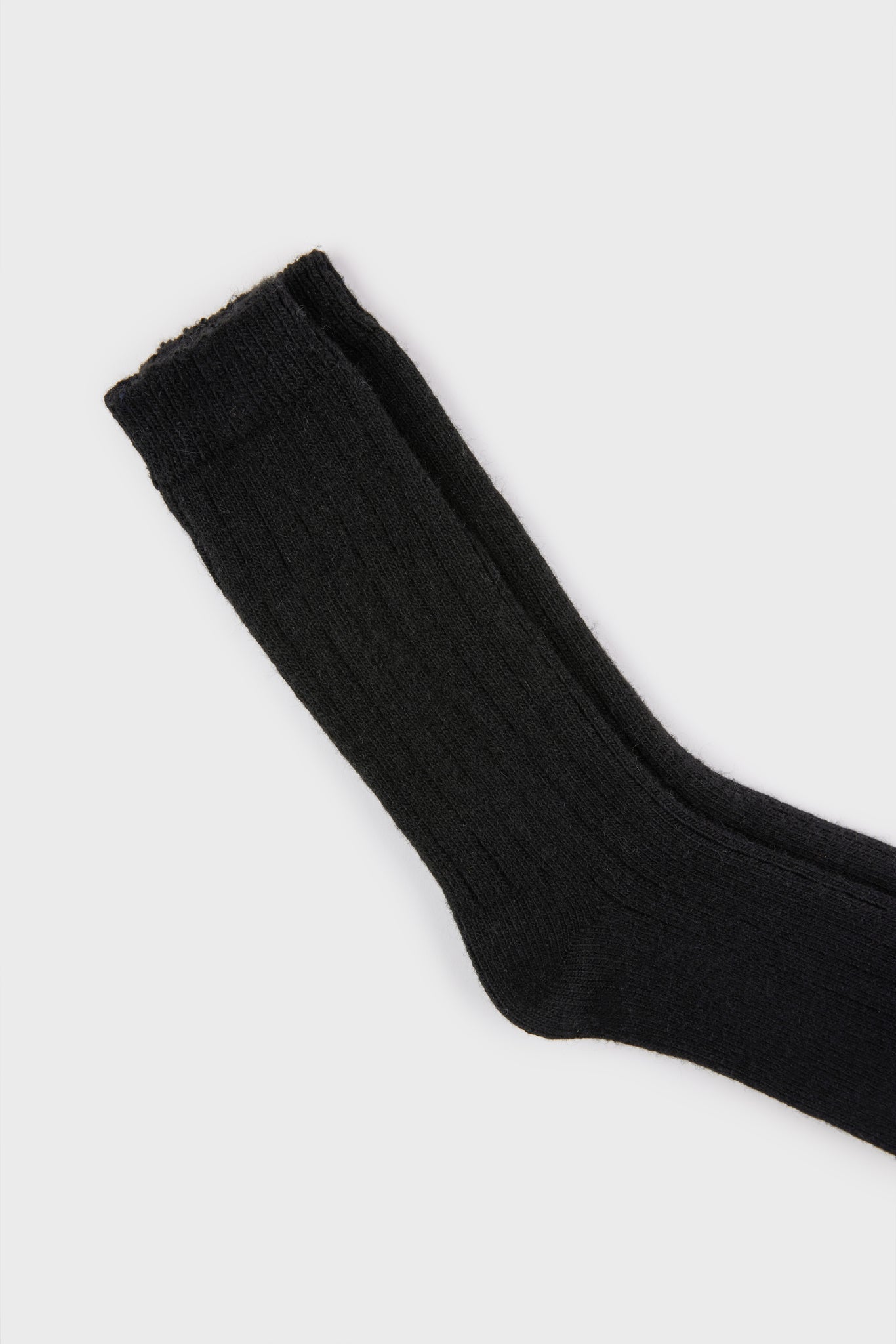 Black cashmere wool blend thick ribbed socks_3