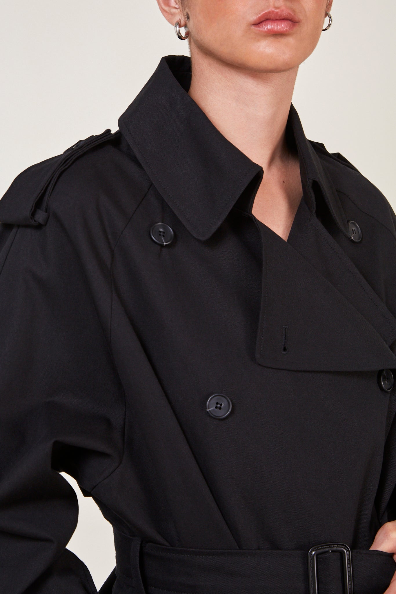 Black classic double breasted trench coat_9