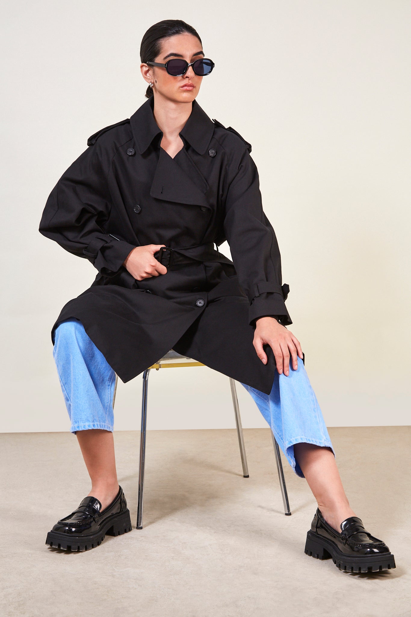 Black classic double breasted trench coat_7