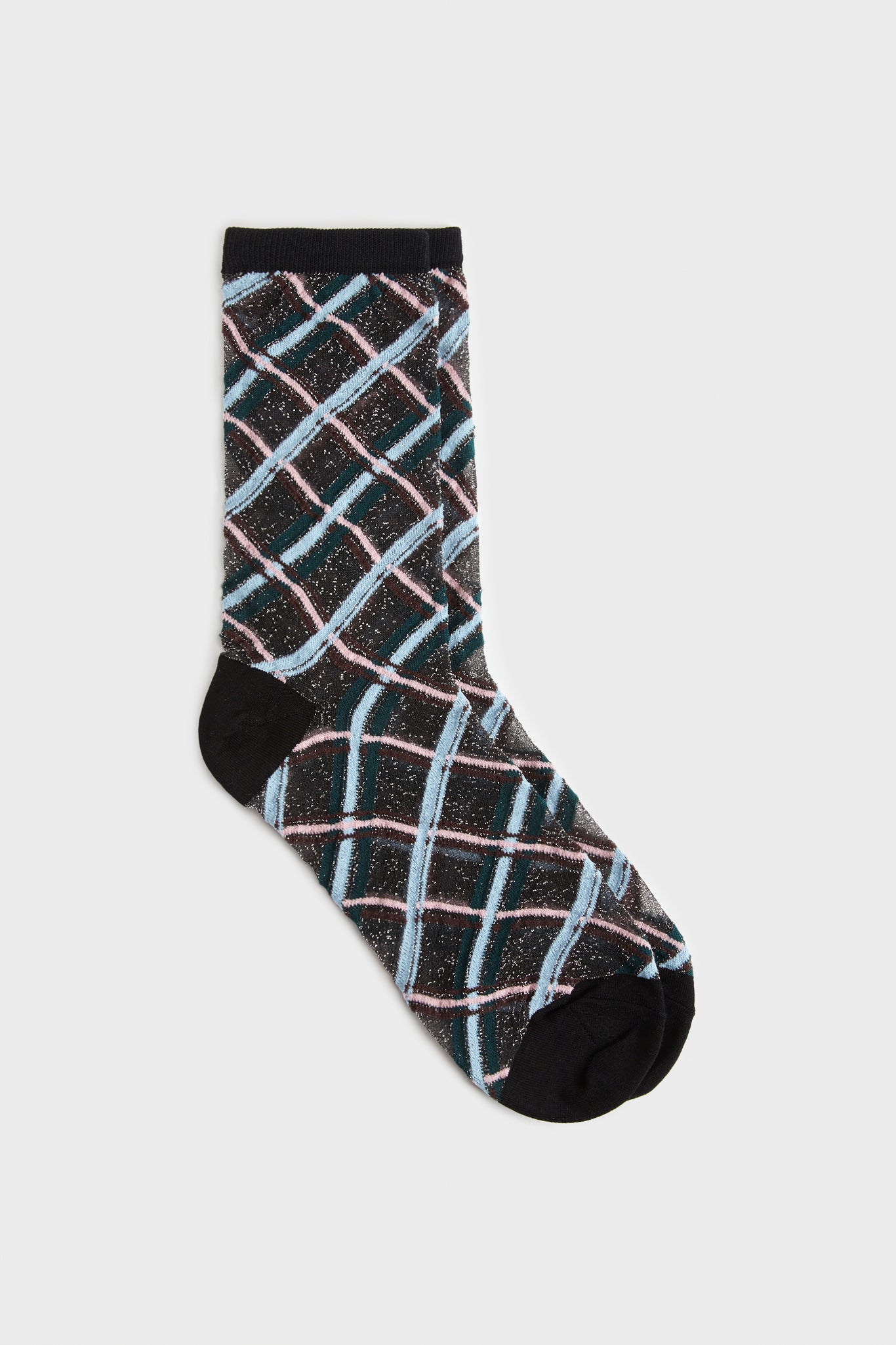 Black criss cross multicolour sheer socks_2